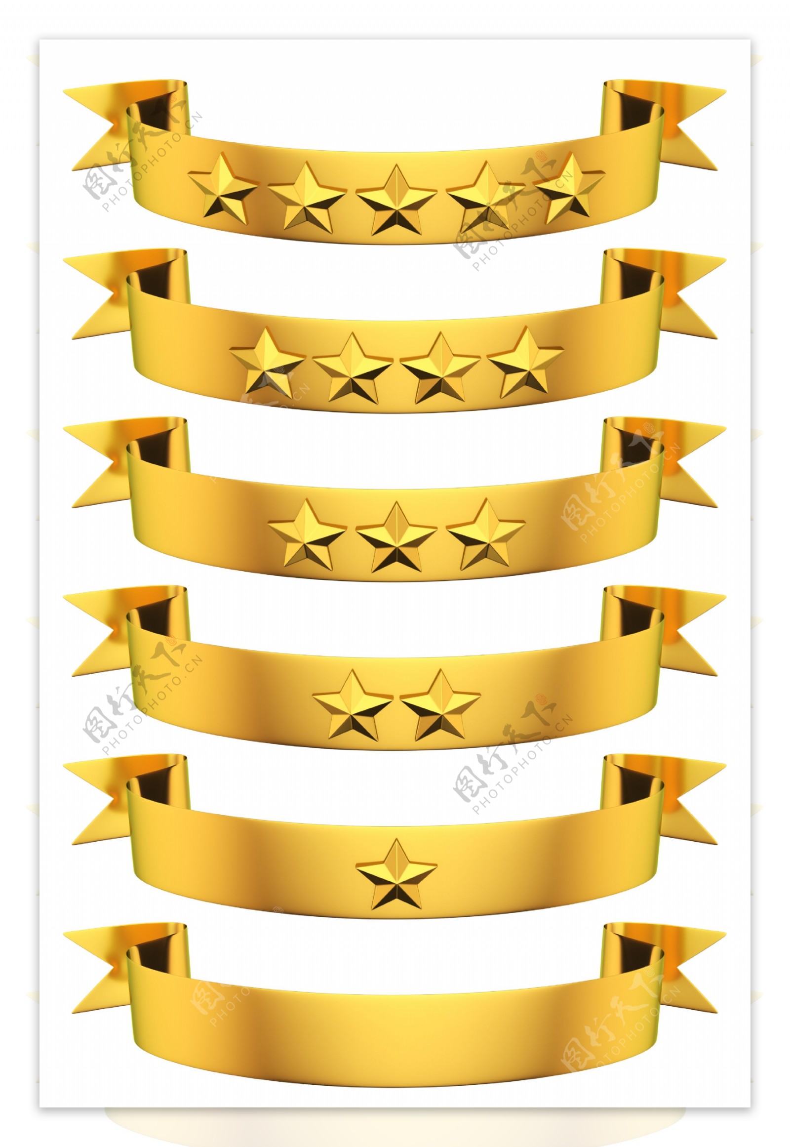 金色金属绶带和五角星徽章图片