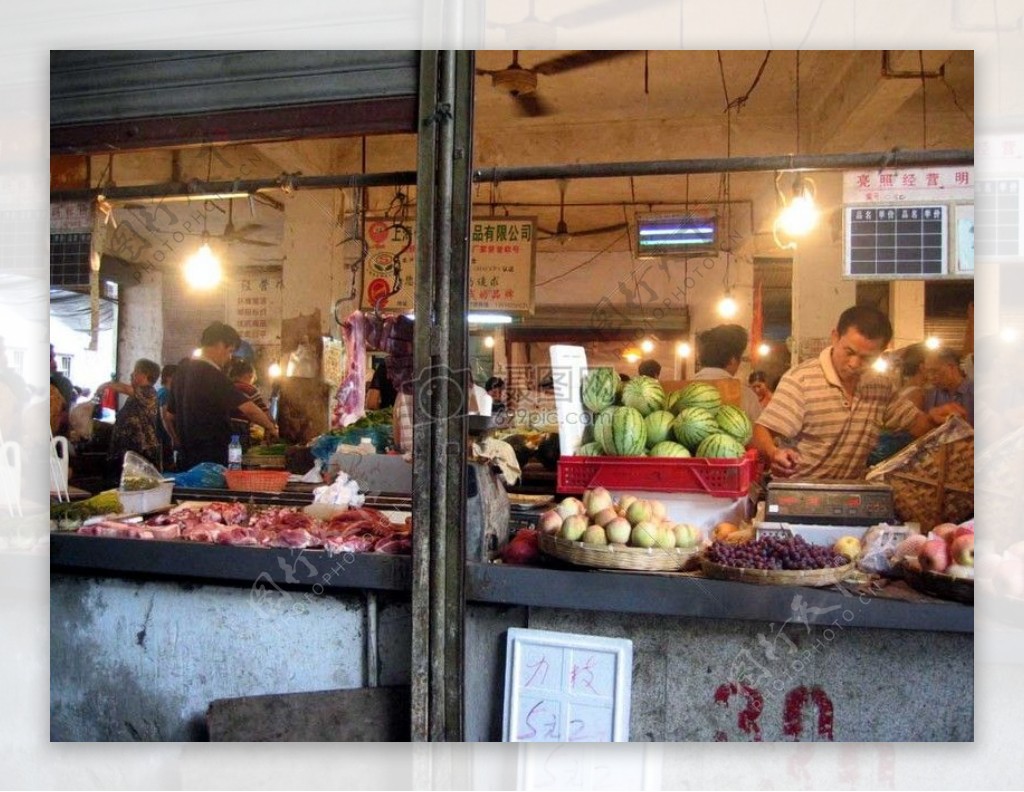 在上海的生鲜食品市场