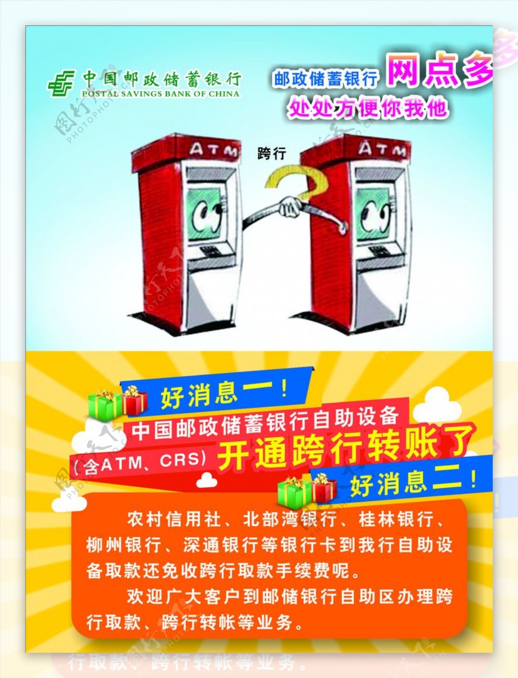 邮政海报跨行取款ATM