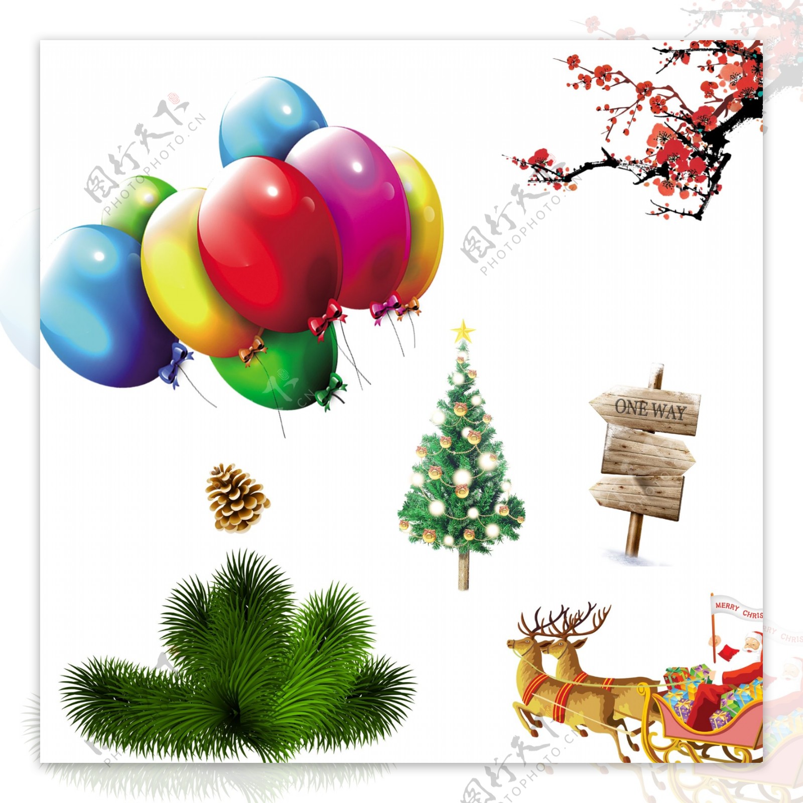 气球梅花麋鹿圣诞树