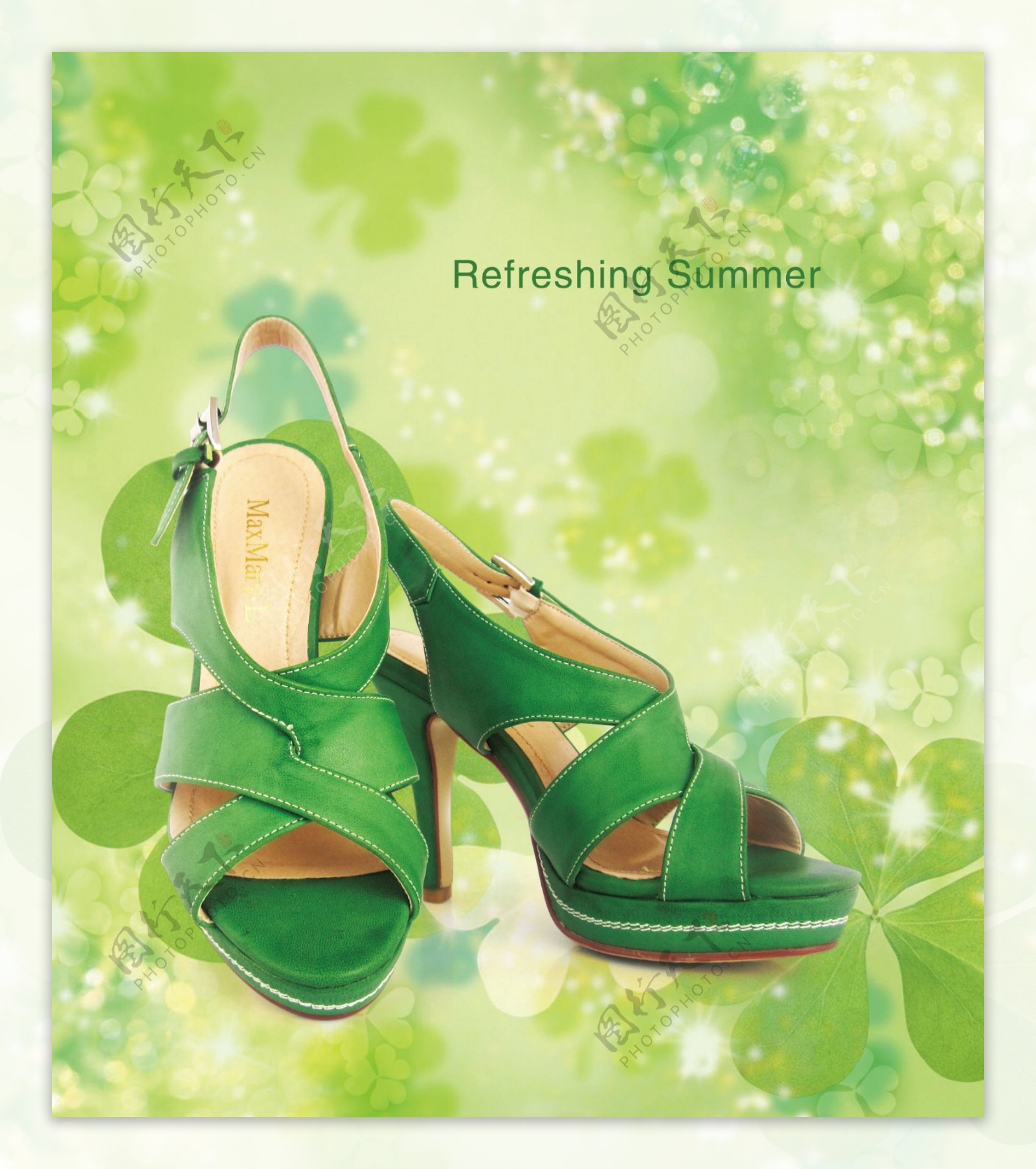绿色清新女鞋海报