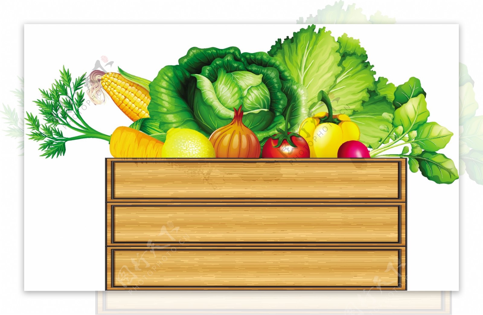 木盒里的蔬菜