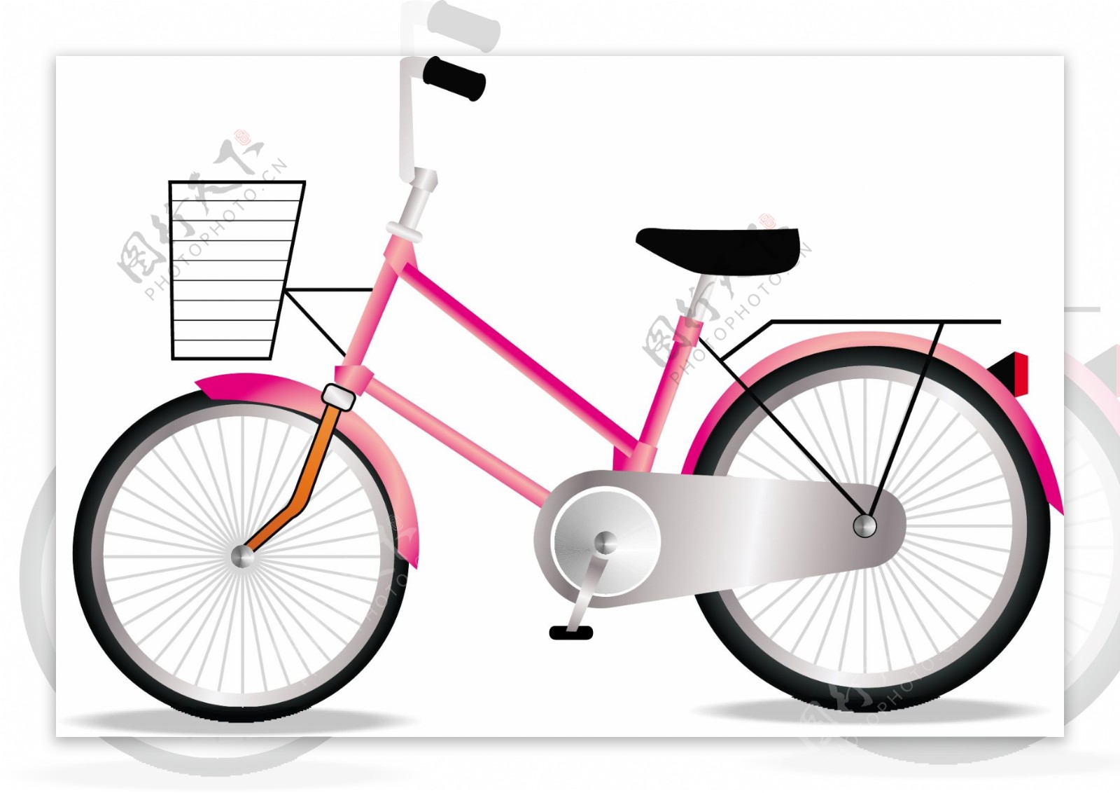 粉色自行车卡通矢量素材源文件