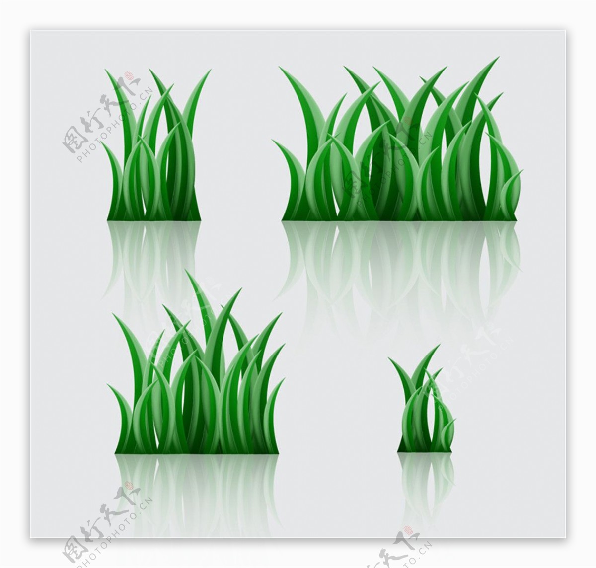 4款绿色草丛设计矢量素材