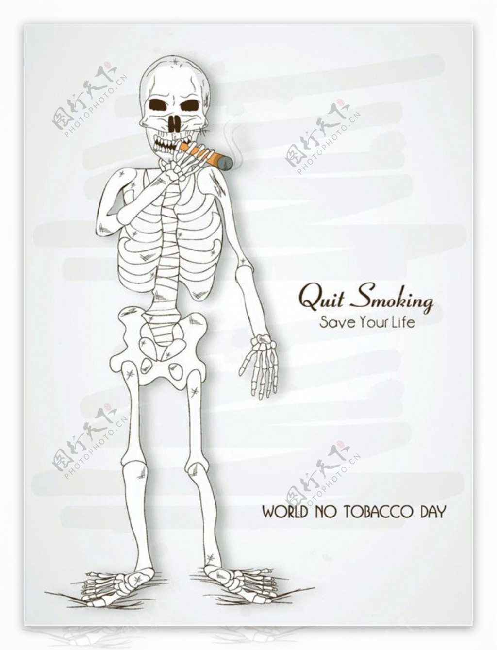 抽烟的骷髅图片
