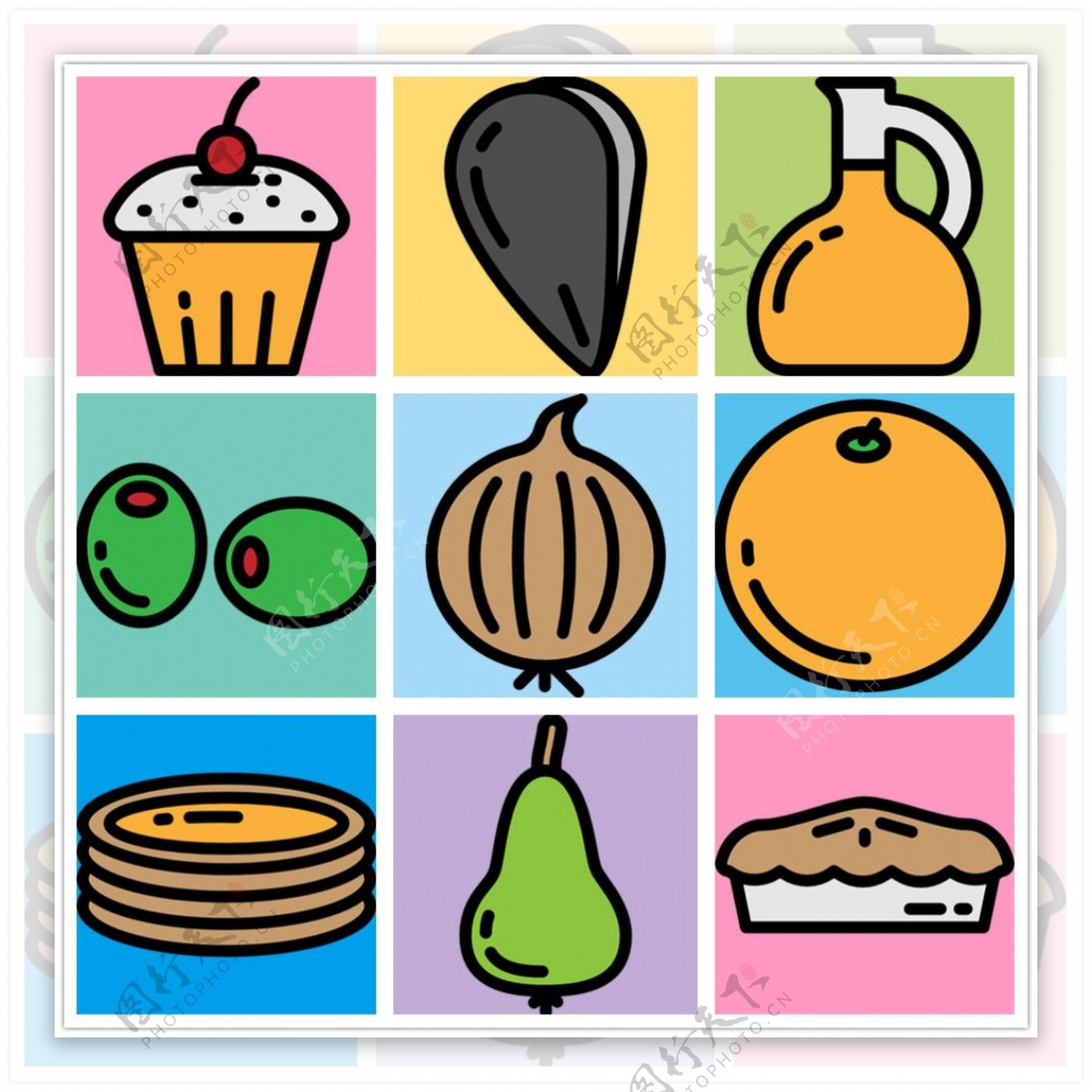 可爱食物手绘icon图标