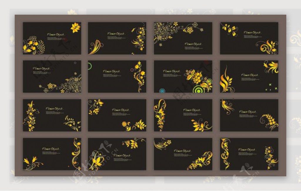 金色花纹名片卡片设计模板矢量素材