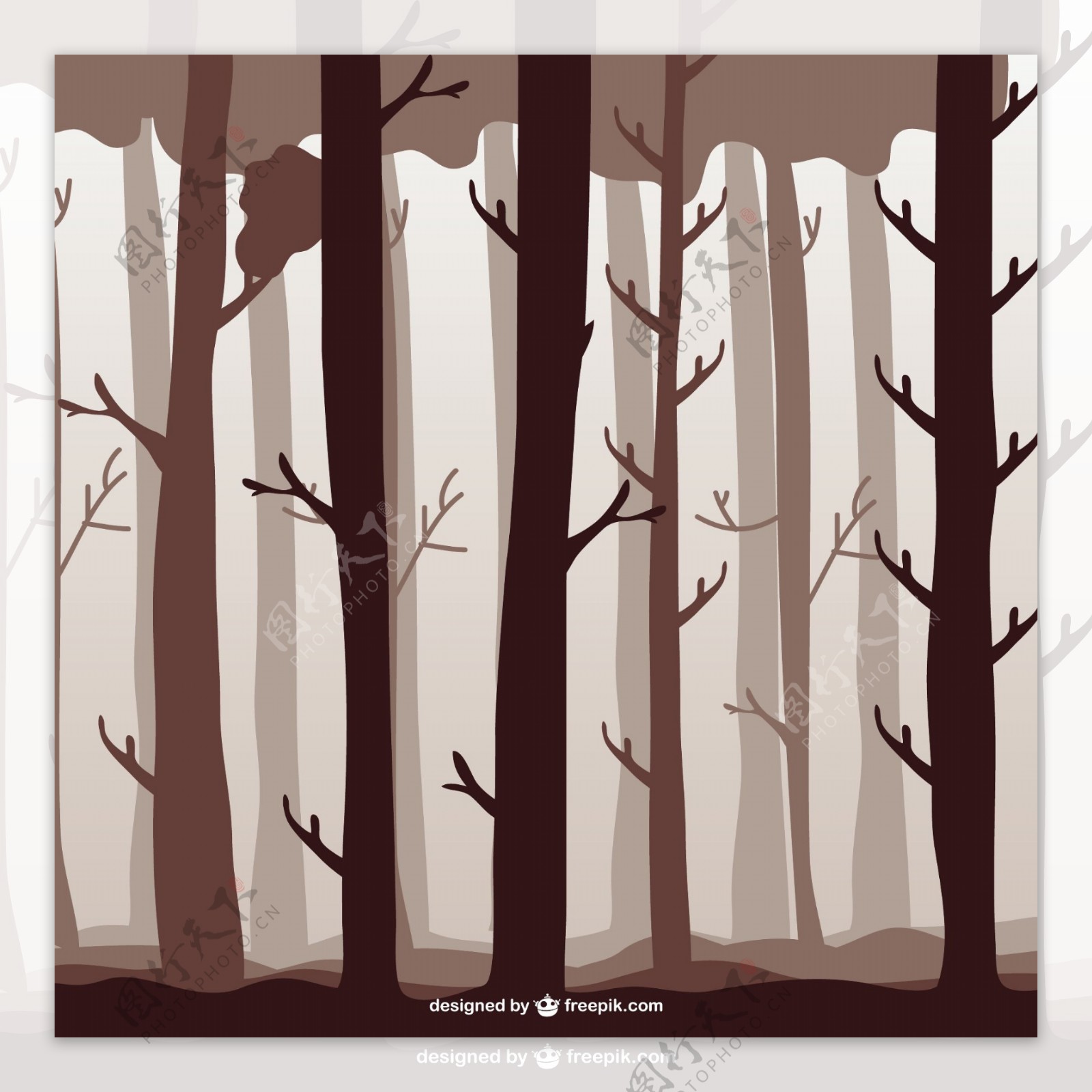 森林树木的插图