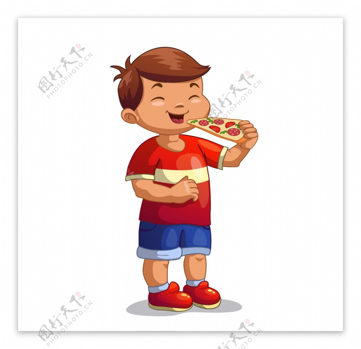 吃披萨男孩
