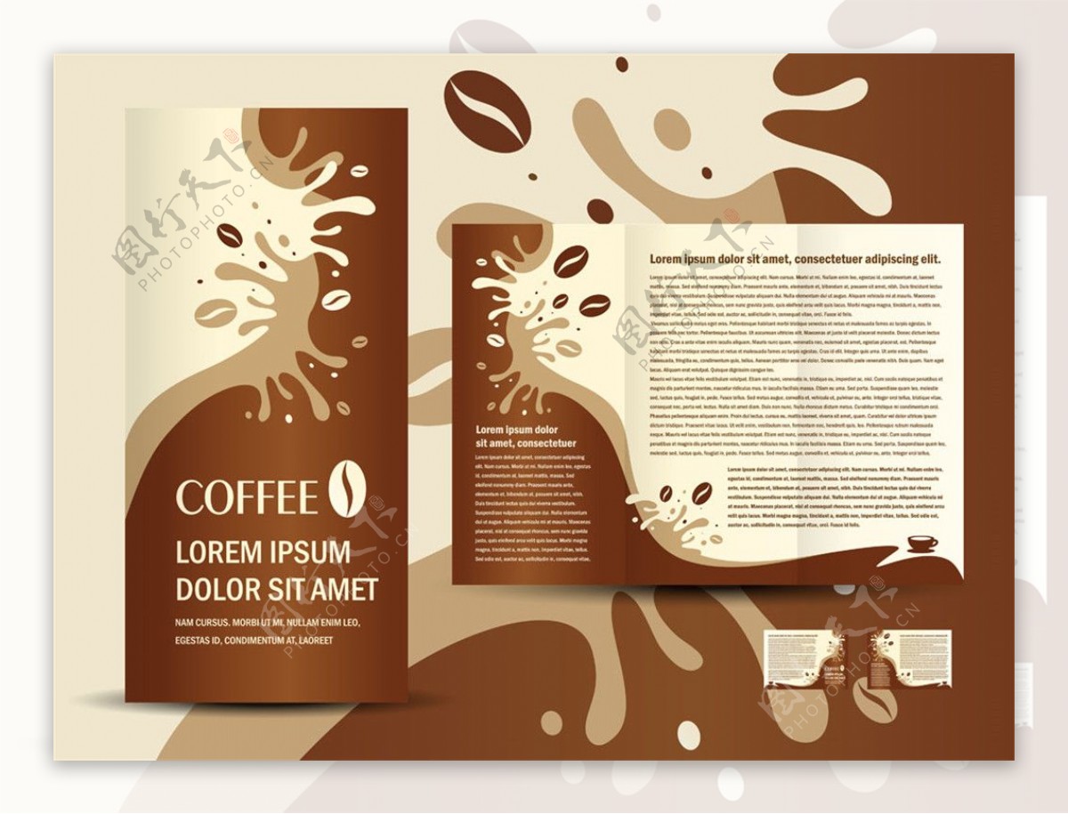 咖啡豆三折页宣传册图片