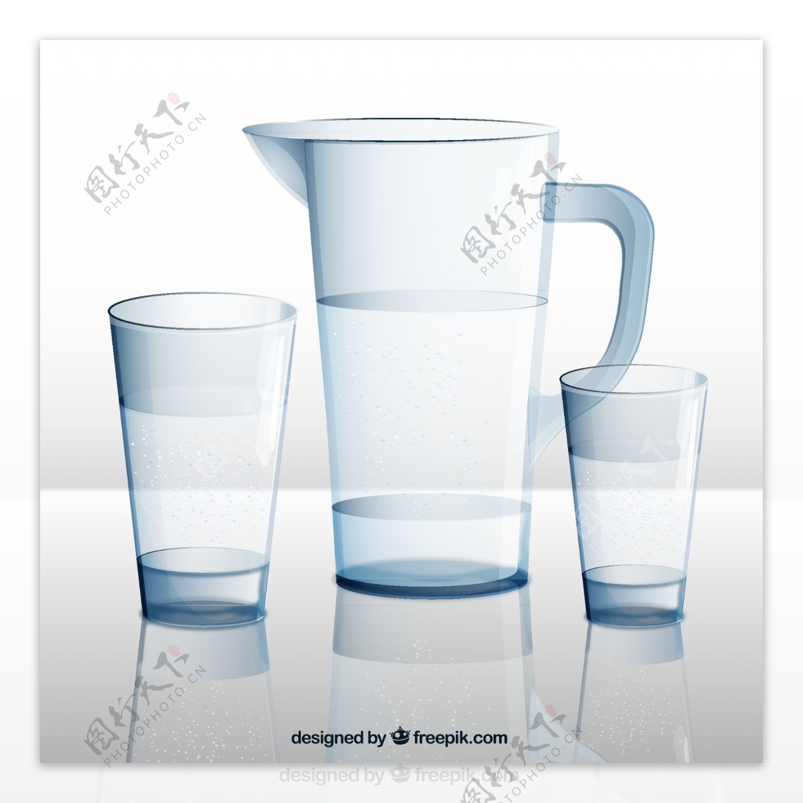 水壶和杯子设计矢量素材图片
