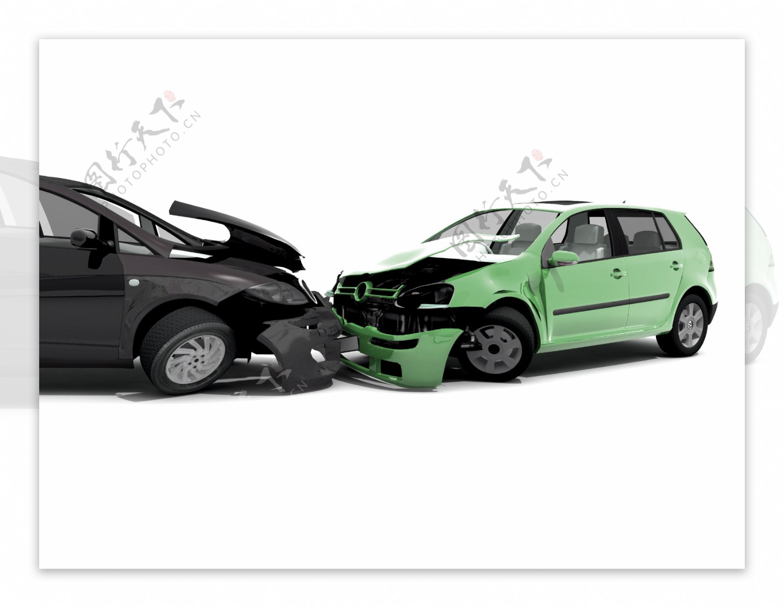 两辆互相撞车的汽车图片