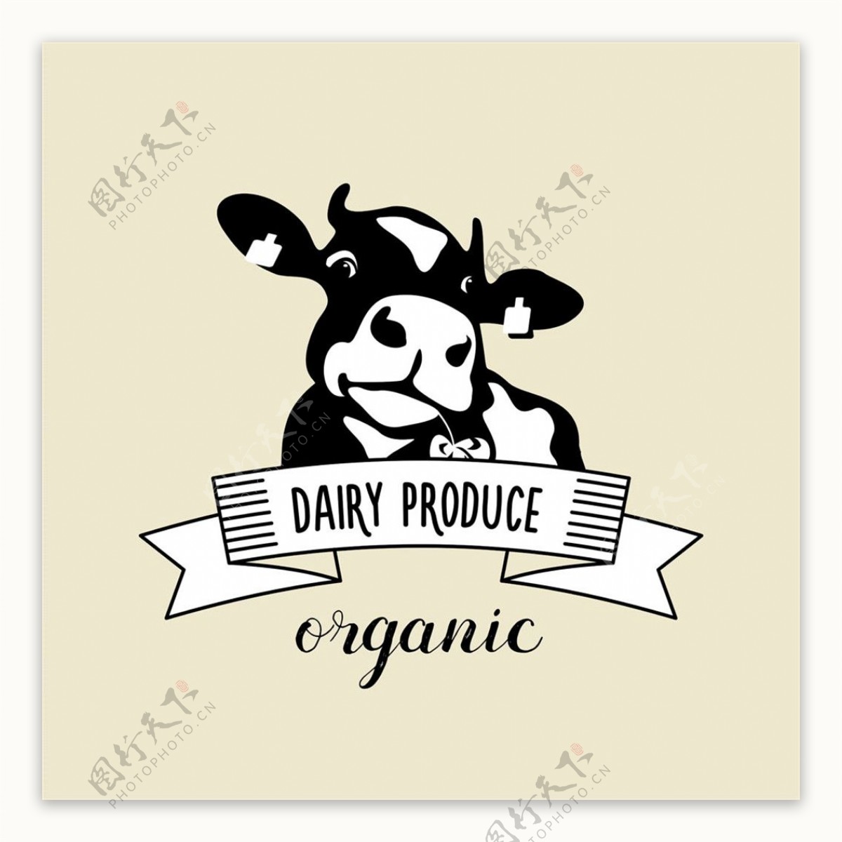 卡通奶牛标签图片