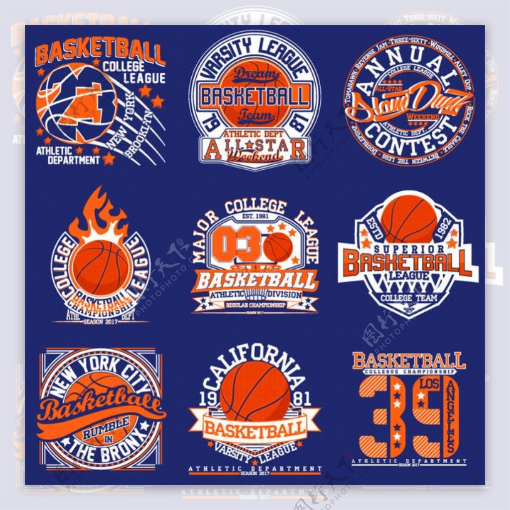 蓝色篮球队徽logo矢量素材免费下载 - 觅知网