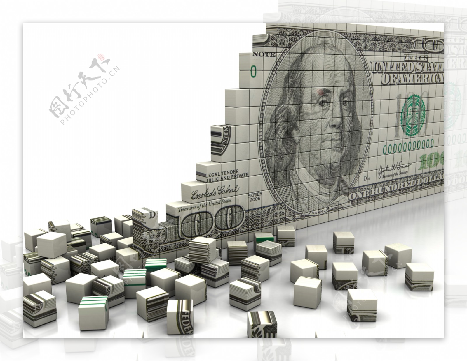美元与立体方块图片