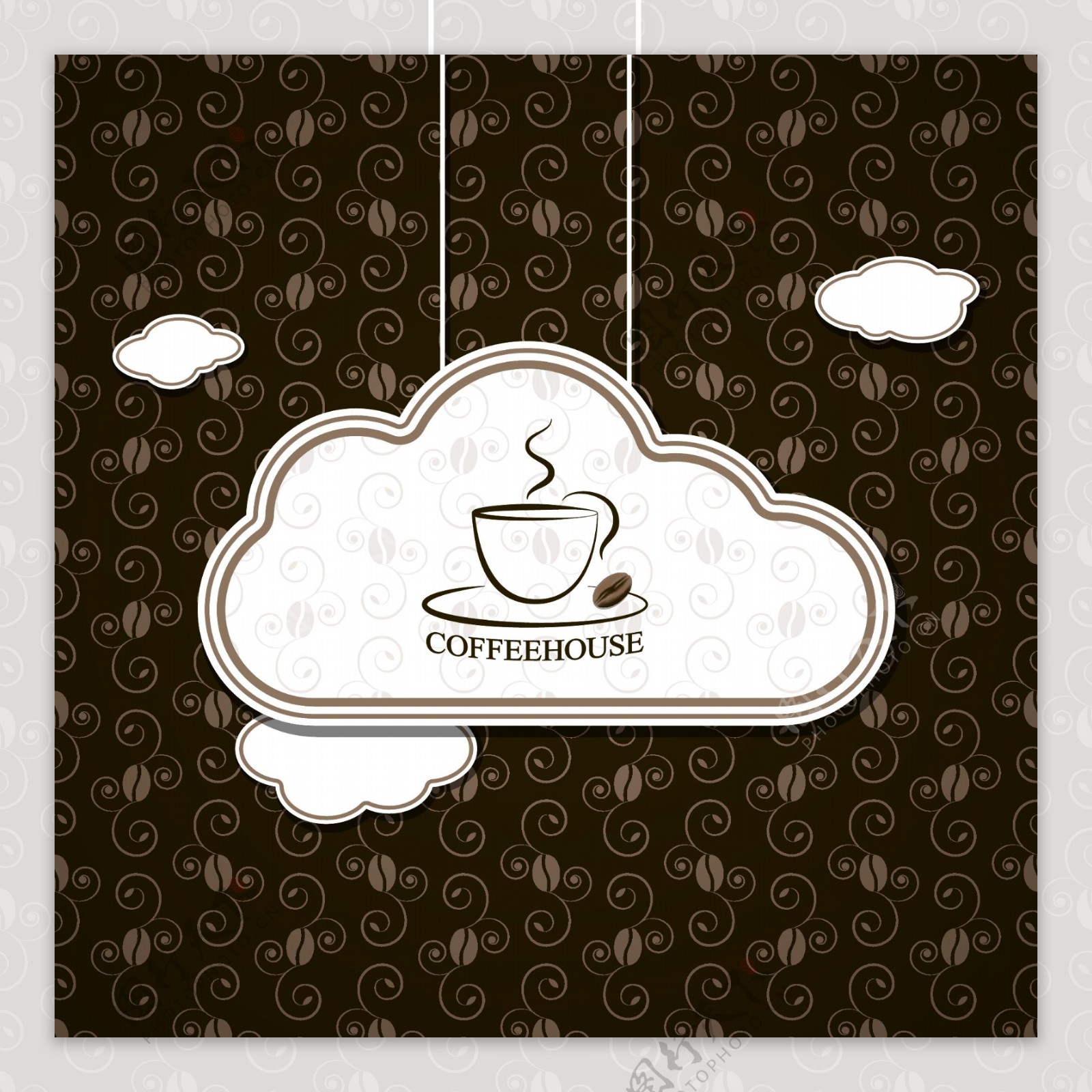 云朵咖啡吊牌矢量素材