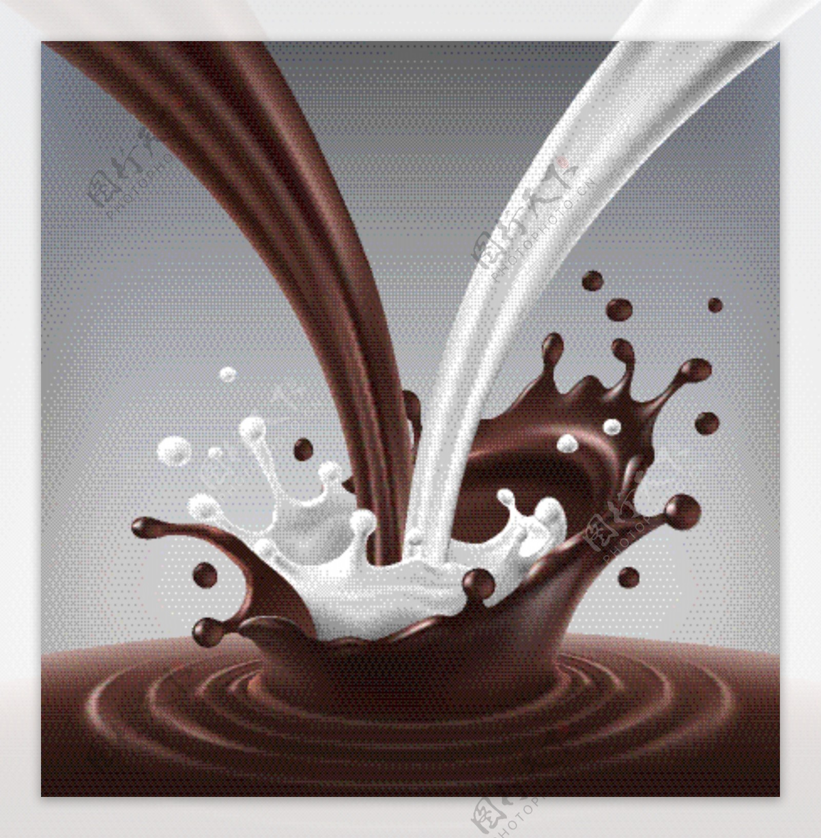 牛奶巧克力飞溅效果背景矢量素材下载