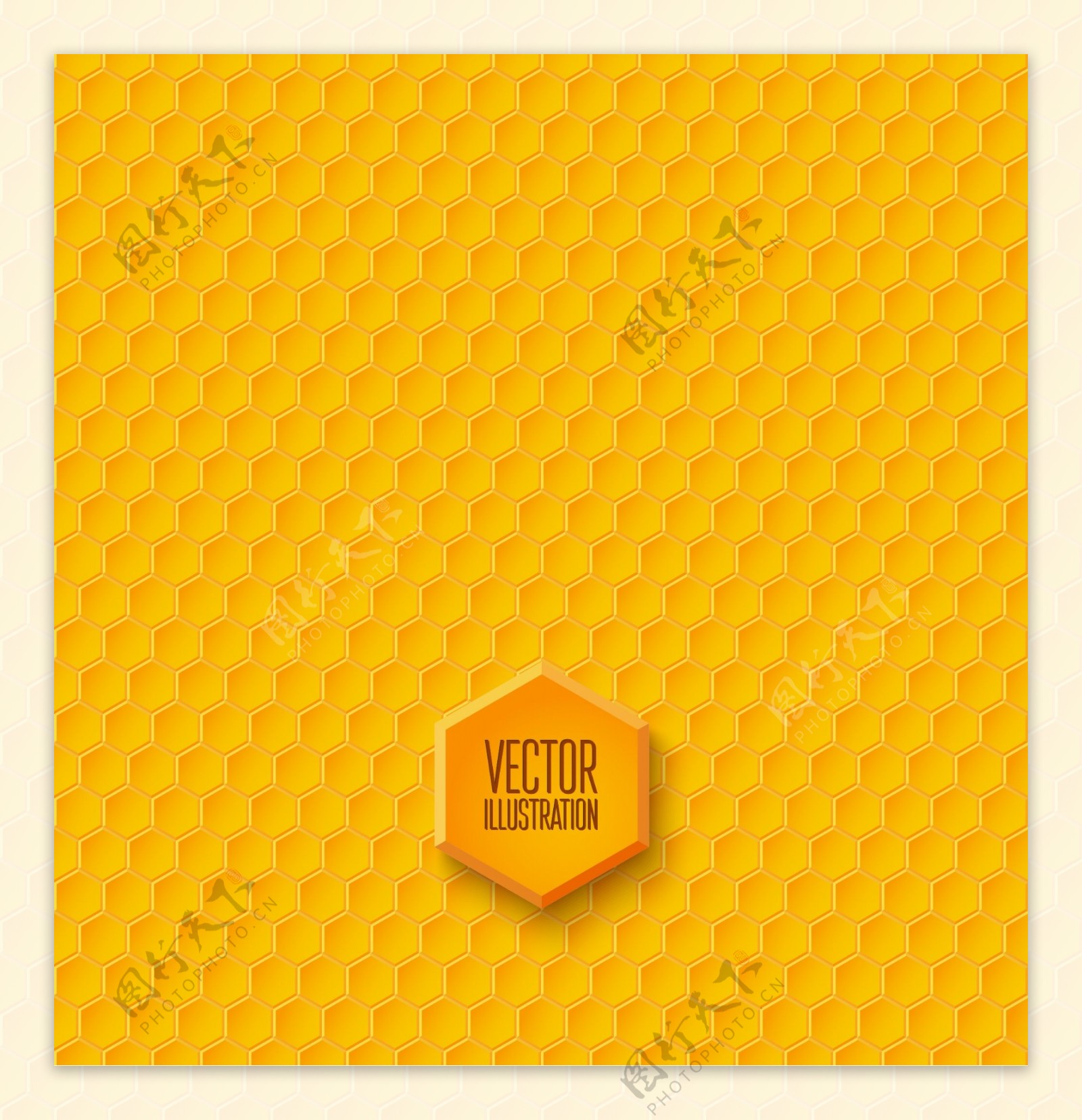 黄色蜂窝形无缝背景矢量素材