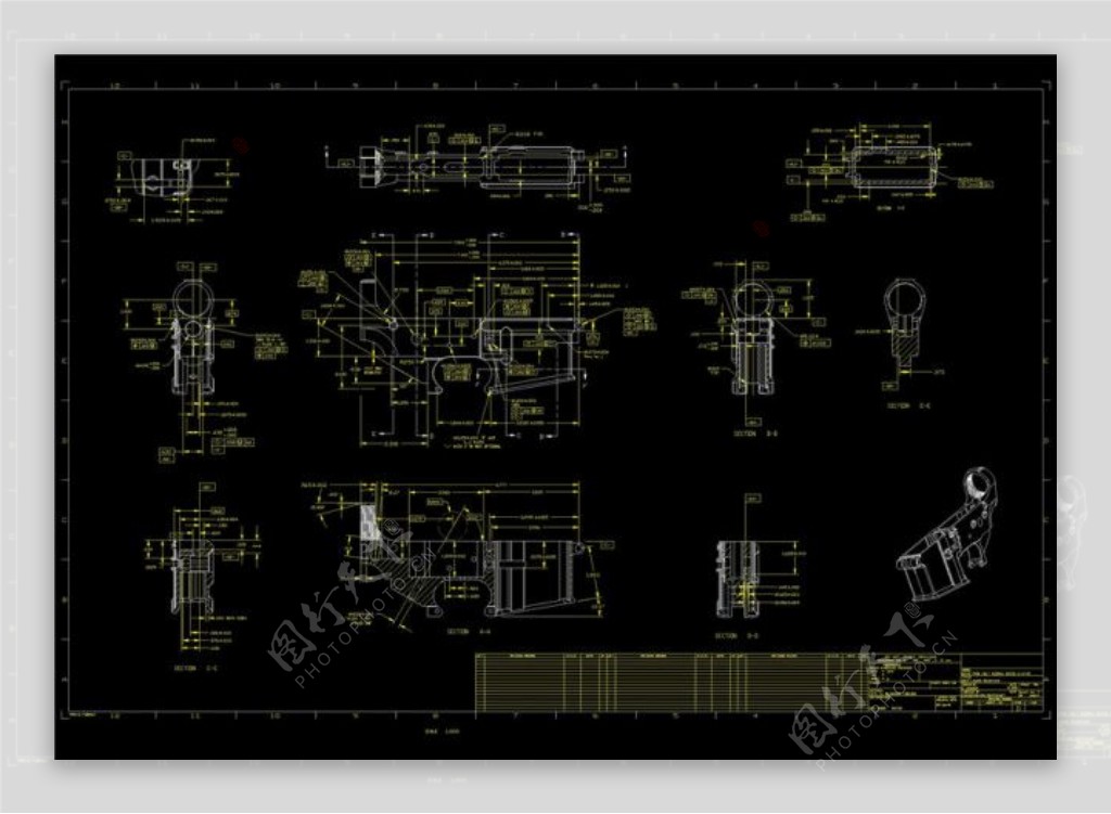 步枪部件图CAD机械图纸