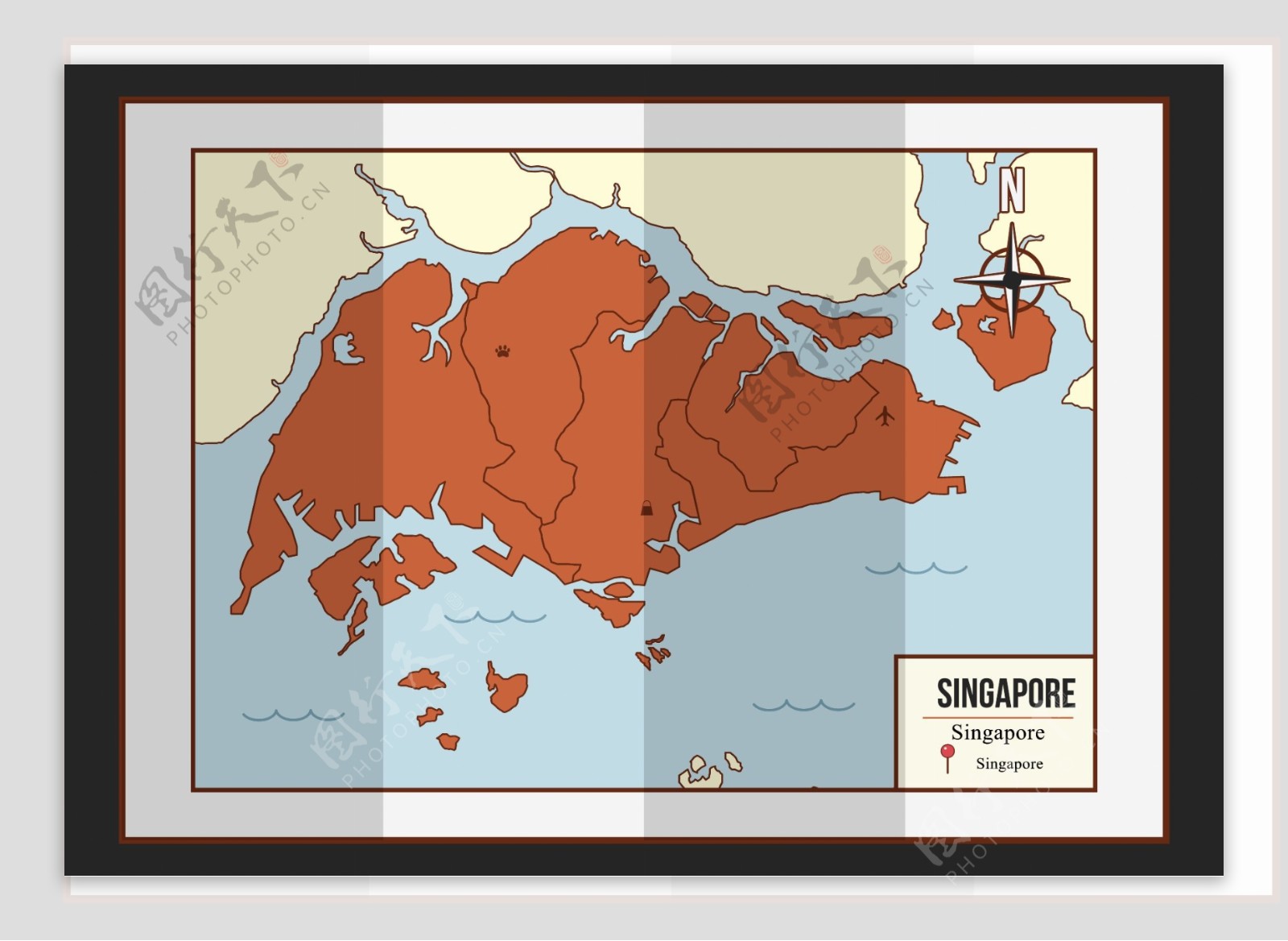 手绘新加坡地图