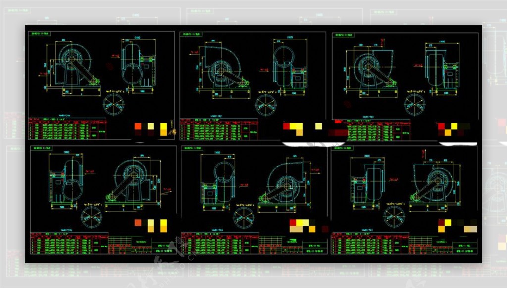 一些规格的风机图机械图纸