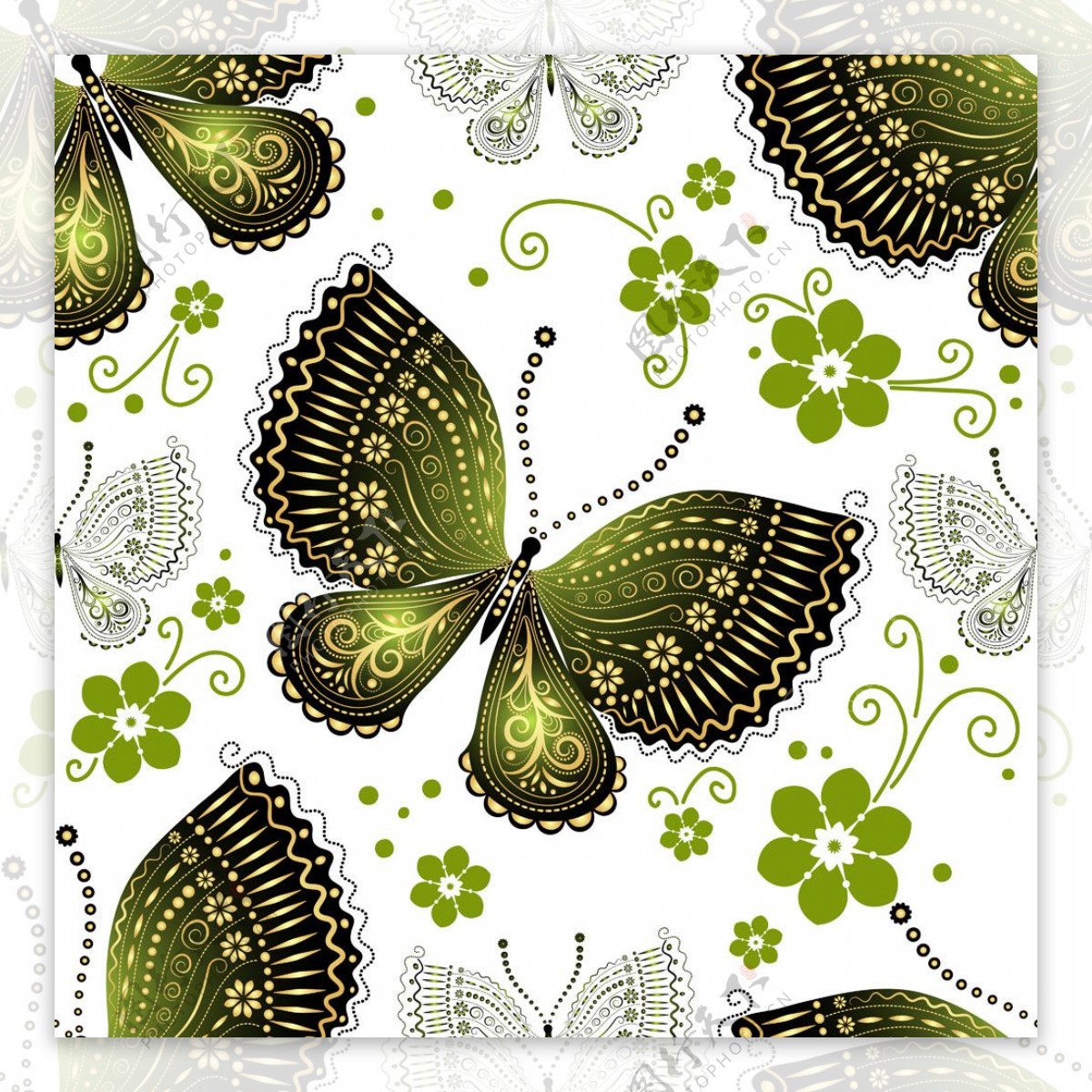 绿色蝴蝶背景图片