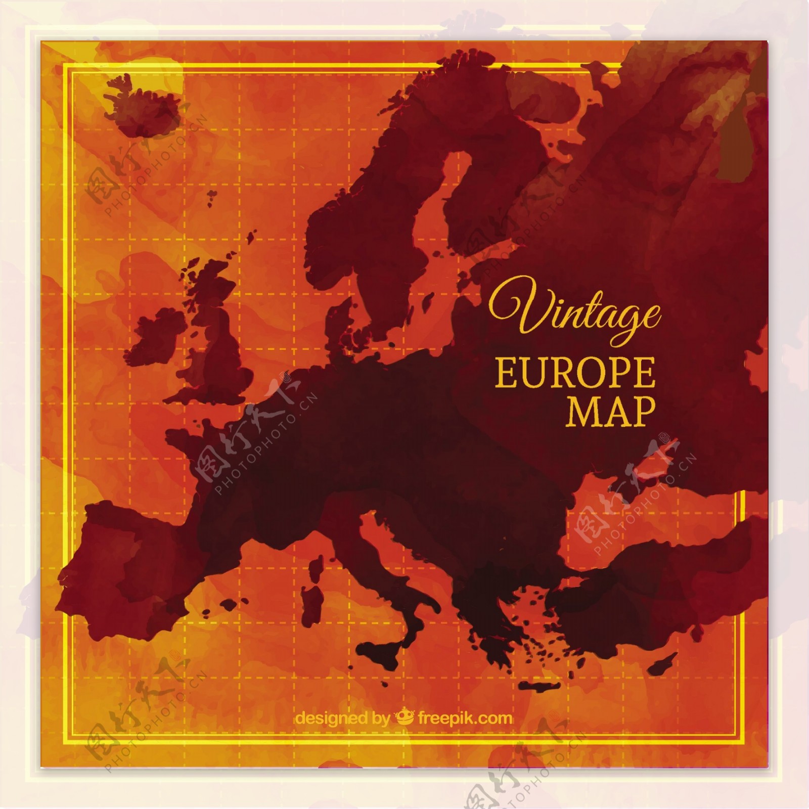 复古风格欧洲地图背景