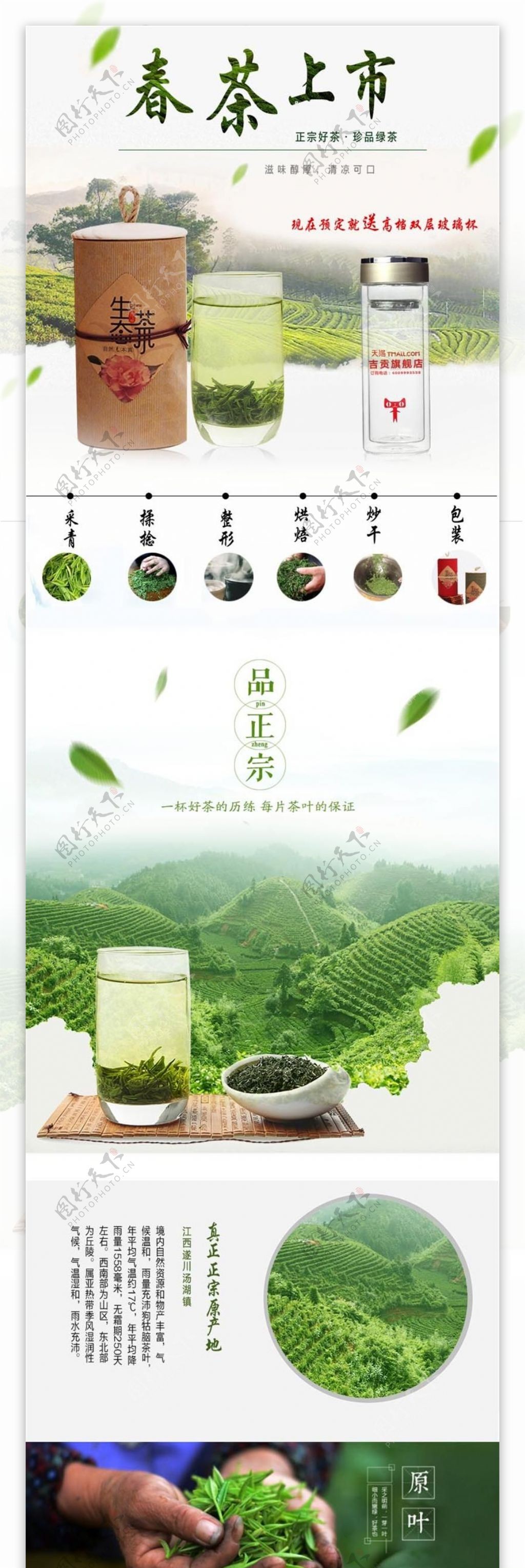 绿色自然淘宝春茶详情页psd分层素材