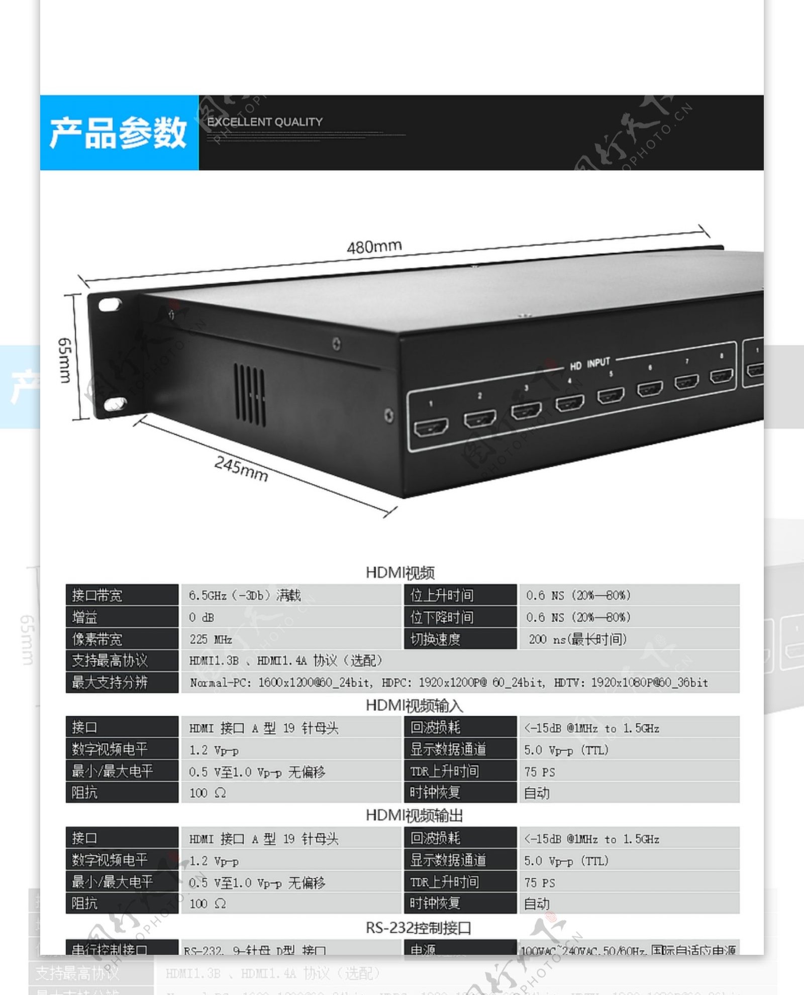 HDMI矩阵详情页