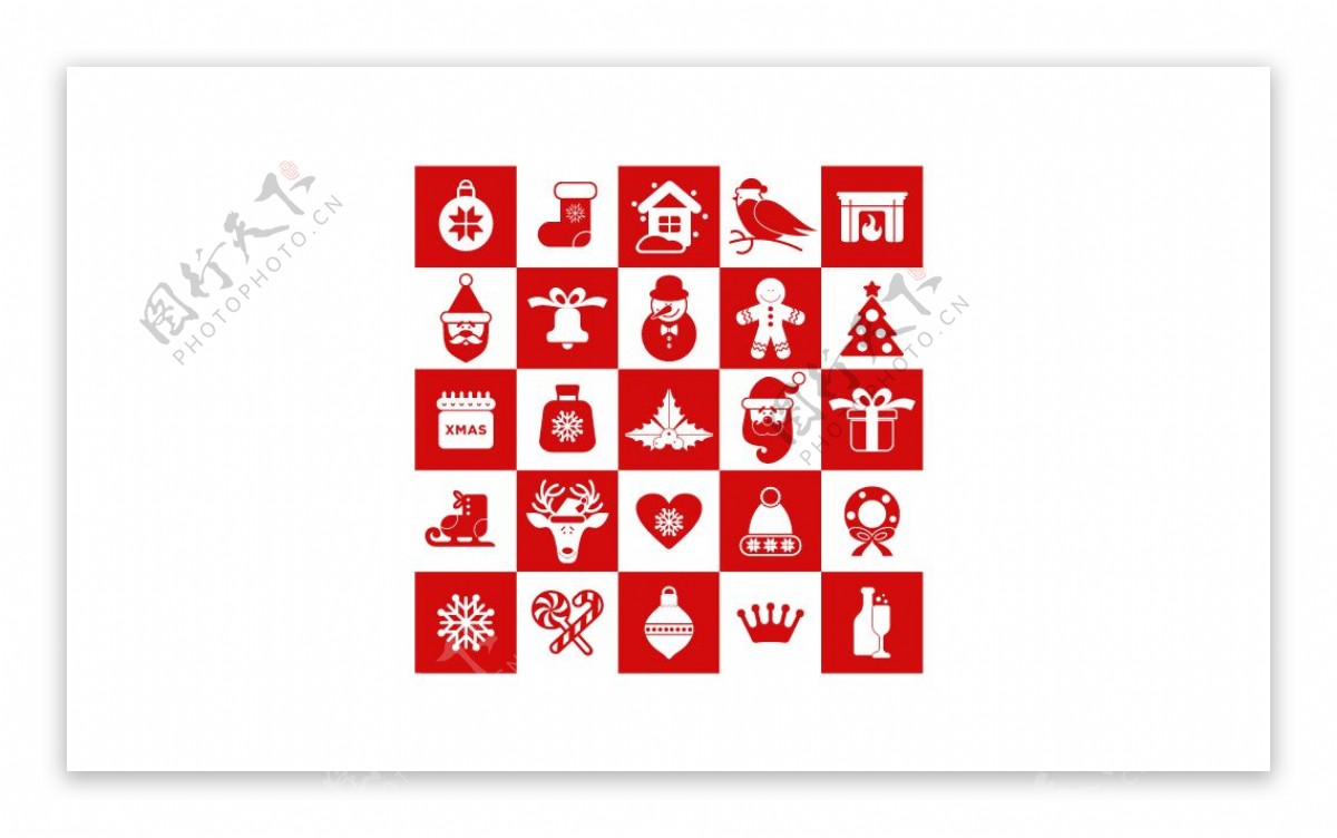创意红色和白色圣诞图标