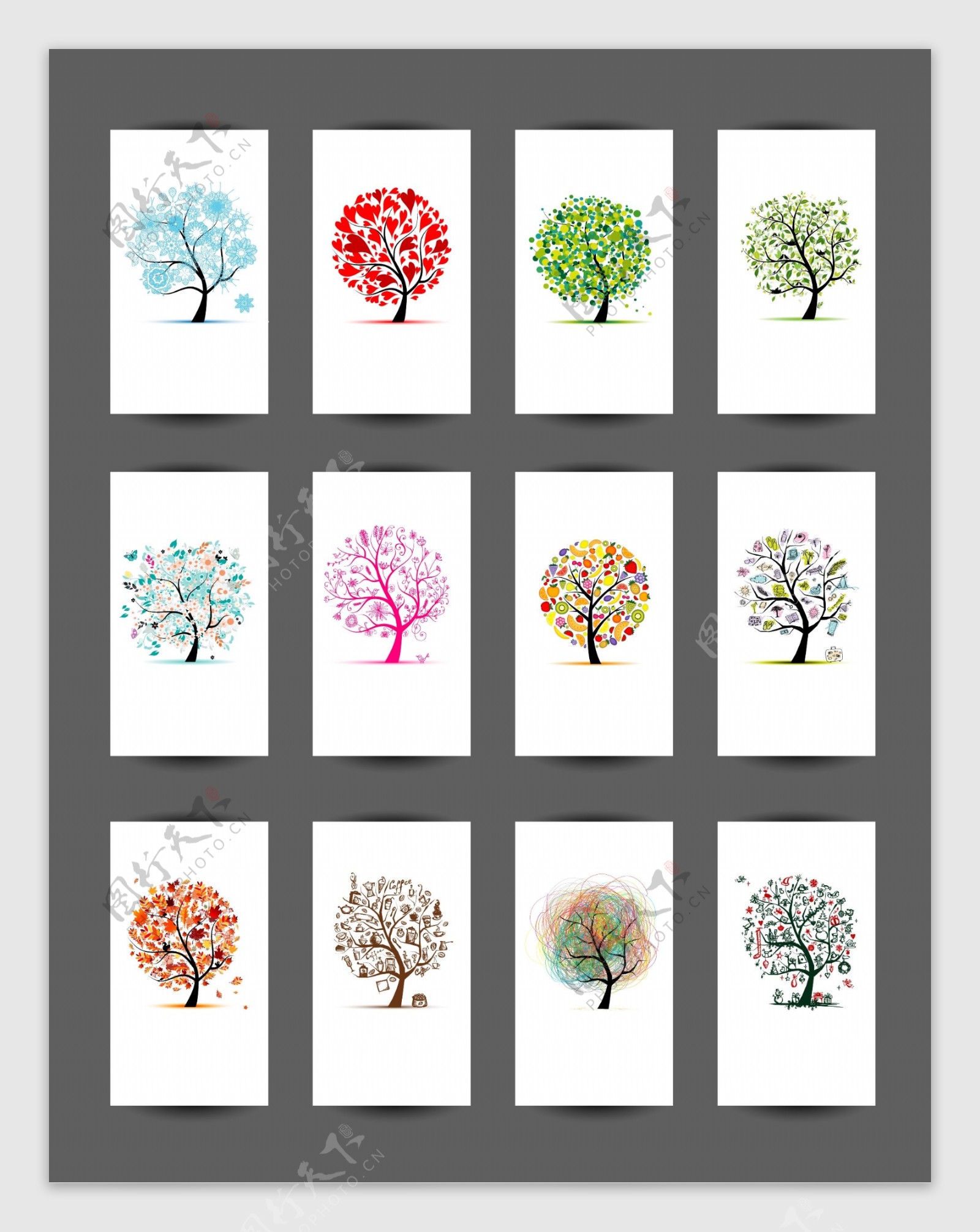 彩色创意树卡片设计