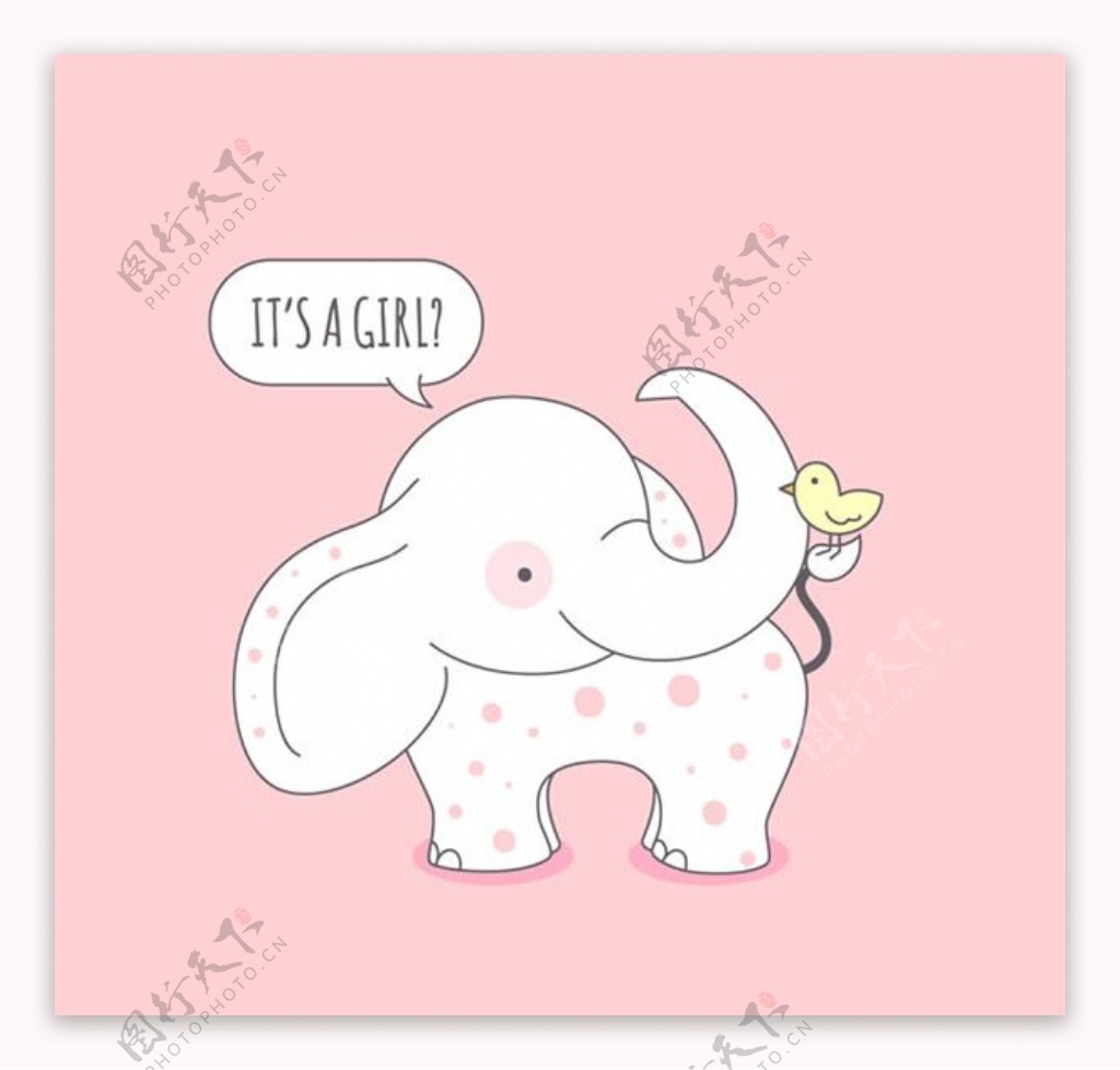 卡通大象迎婴卡片矢量素材下载
