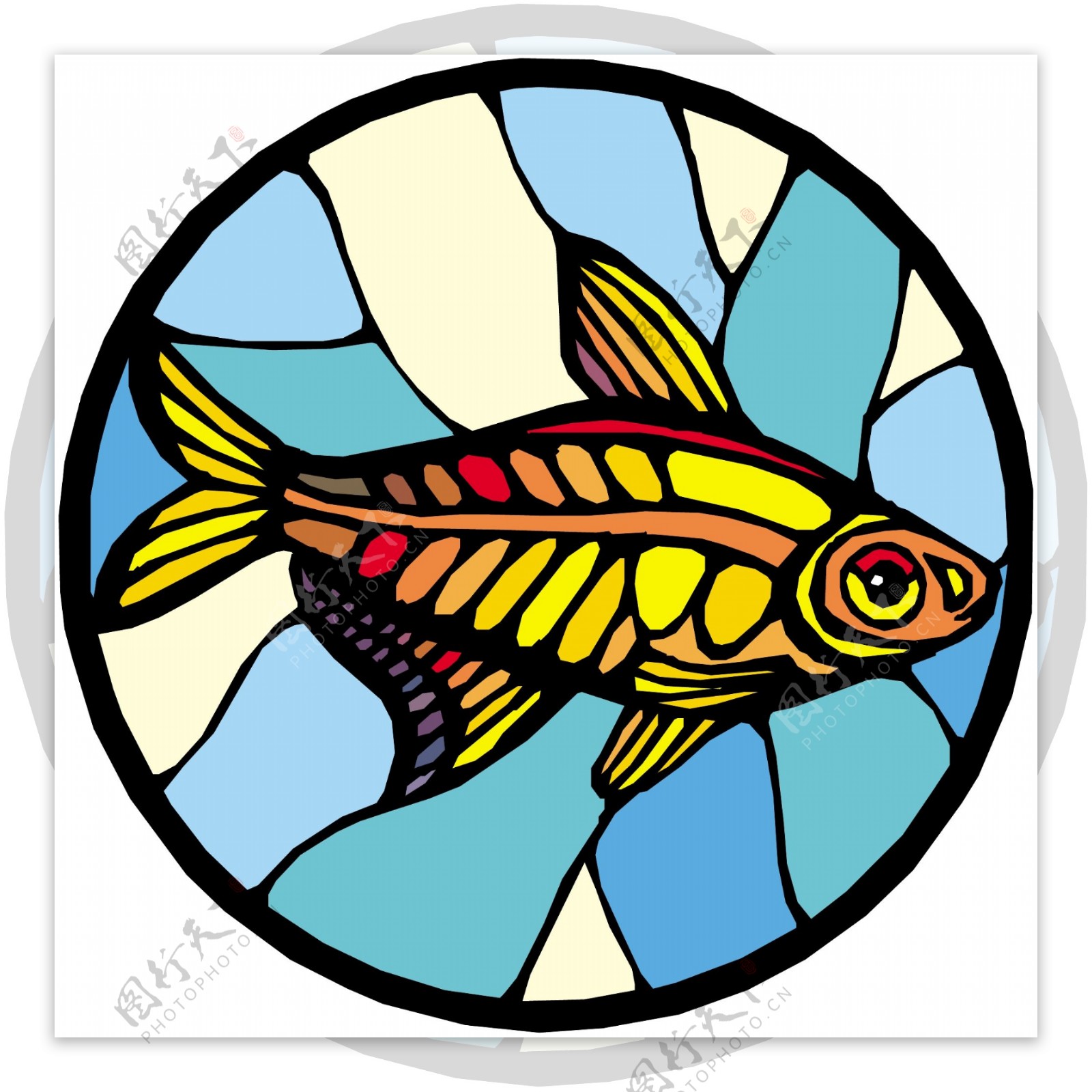 五彩小鱼水生动物矢量素材EPS格式0521