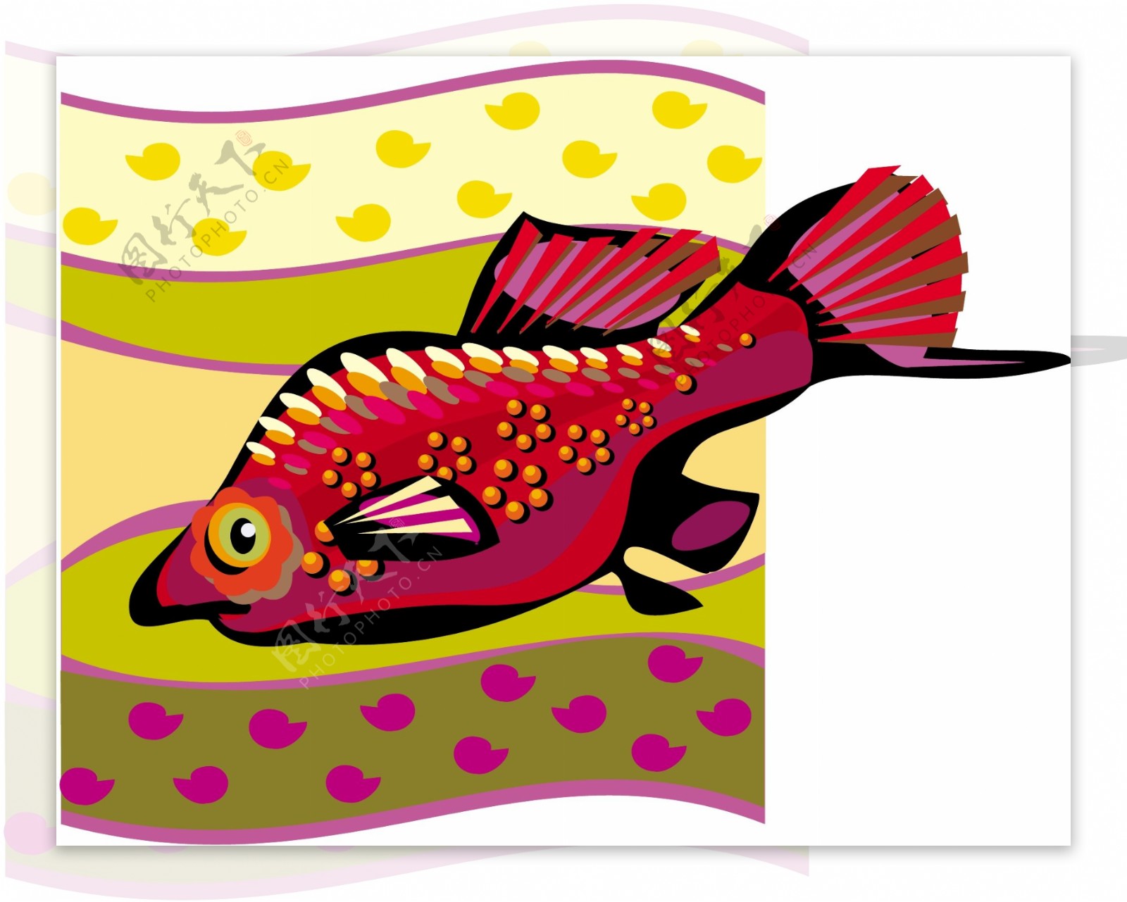 五彩小鱼水生动物矢量素材EPS格式0612