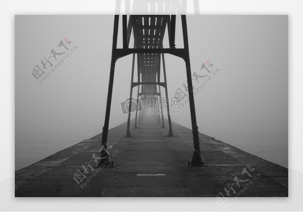 黑与白渡桥照片