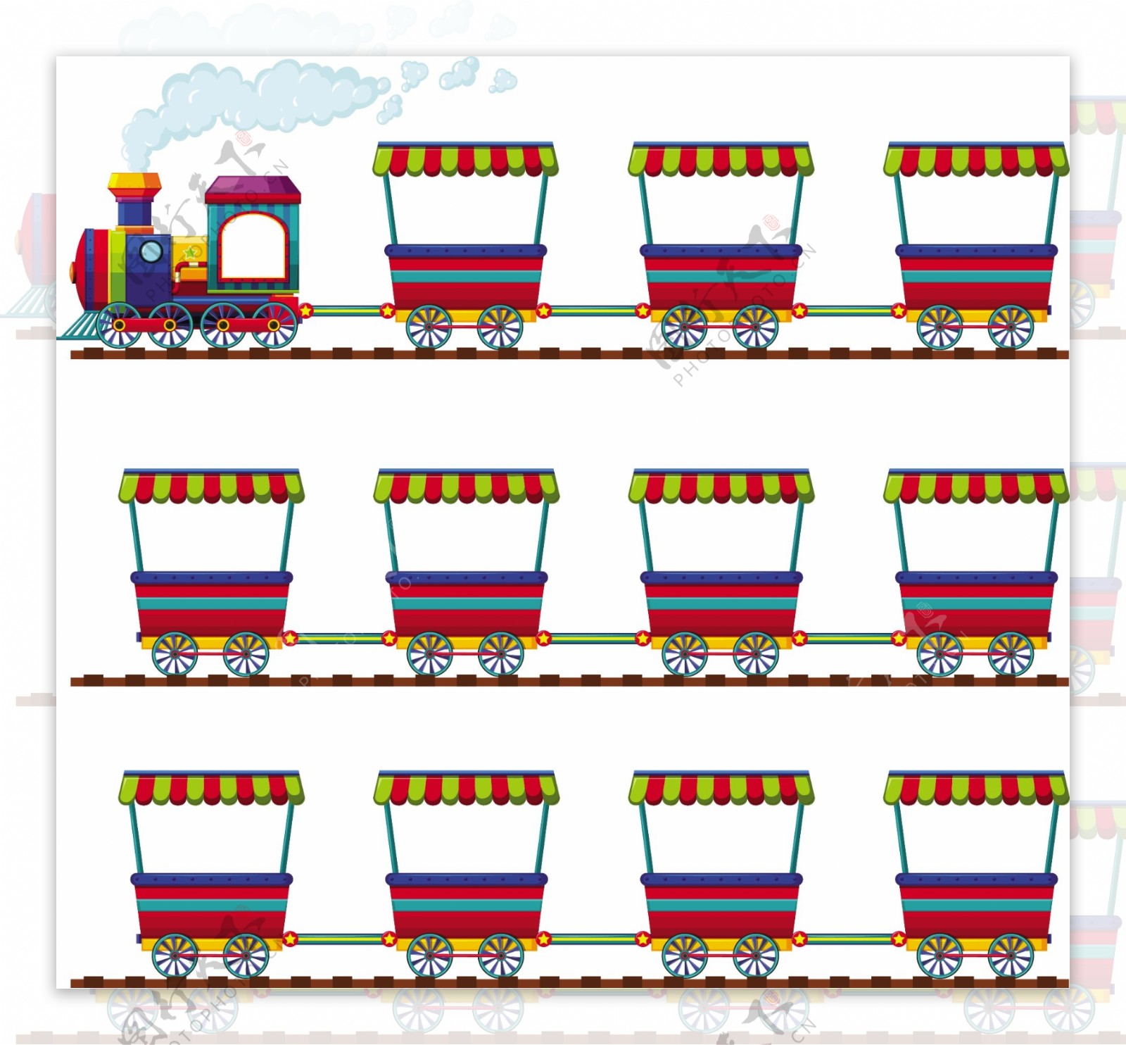 彩色铁路货运列车插图
