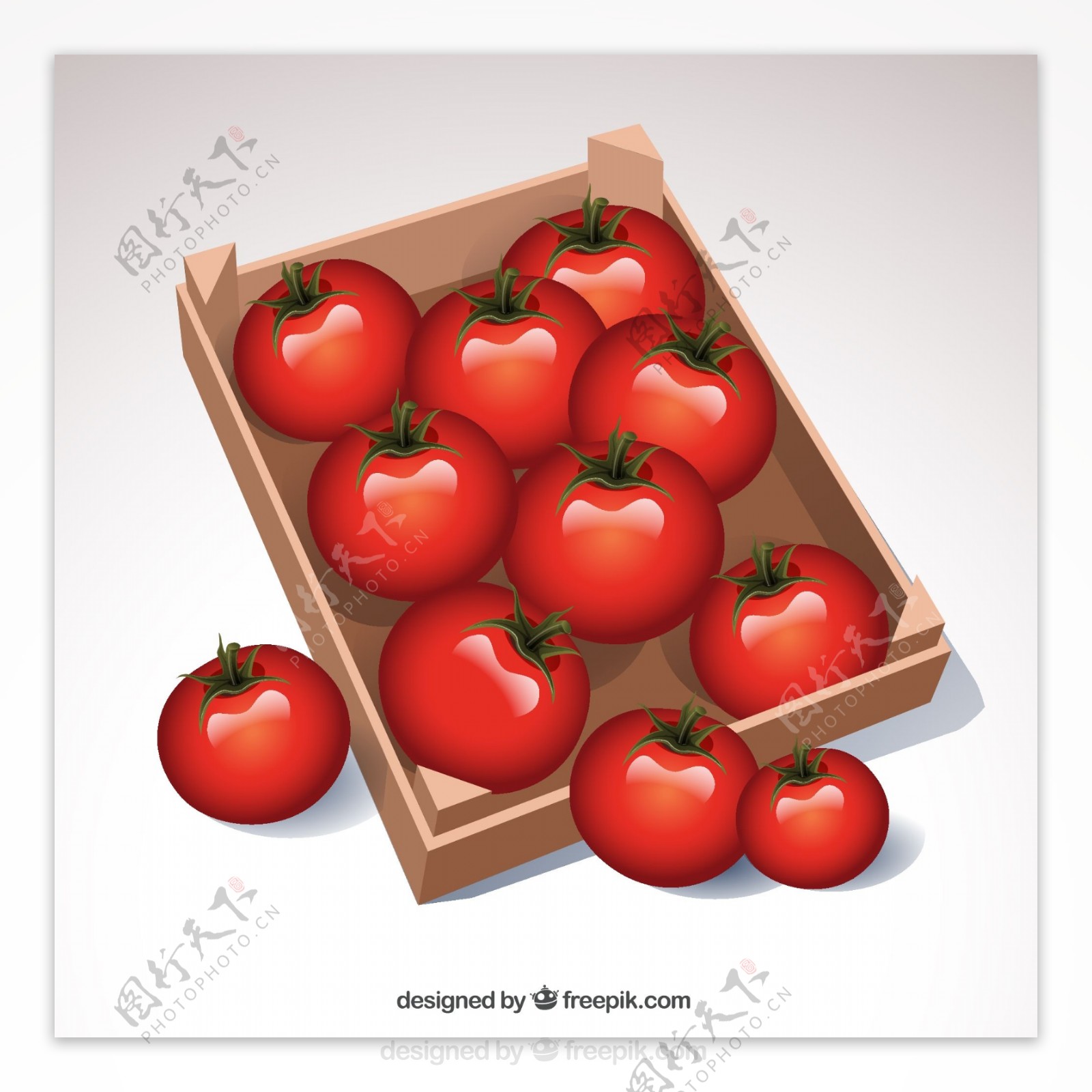 一盒逼真的西红柿