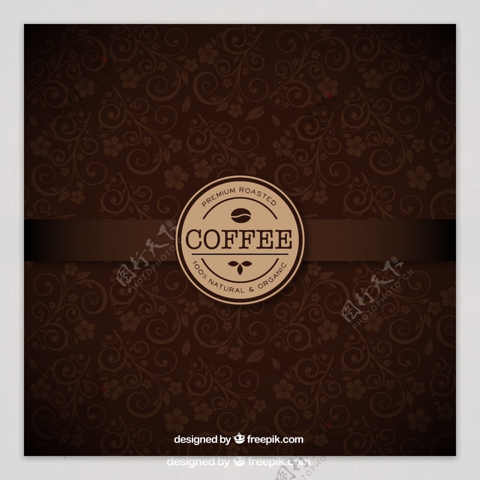 花纹咖啡背景矢量素材图片