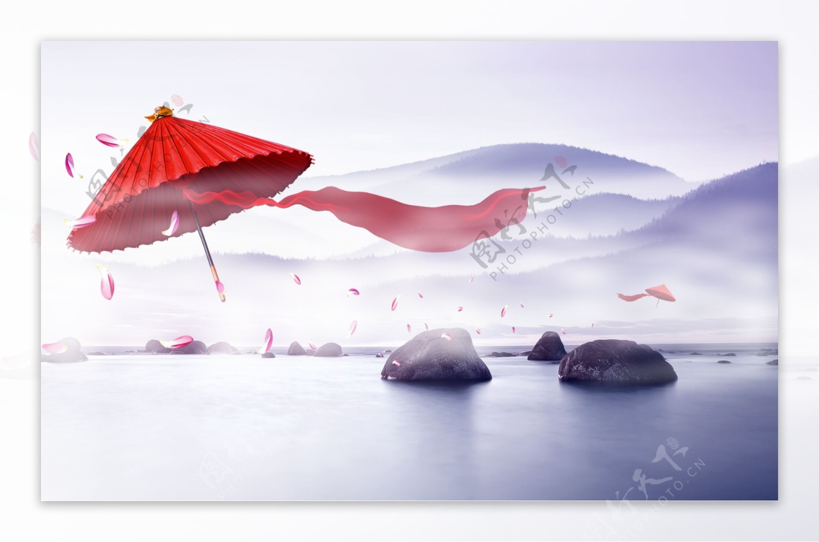 中国风红纸伞