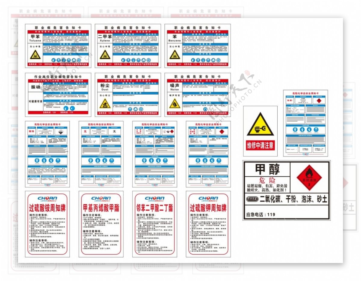 职业病作业岗位危害告知卡化学品周知卡