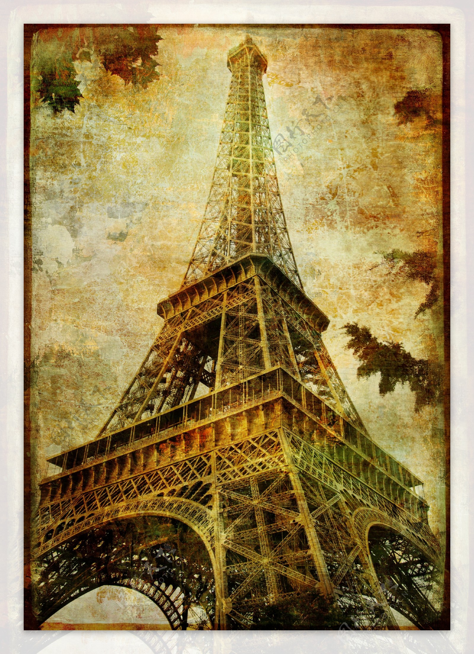 油画艾菲尔铁塔图片