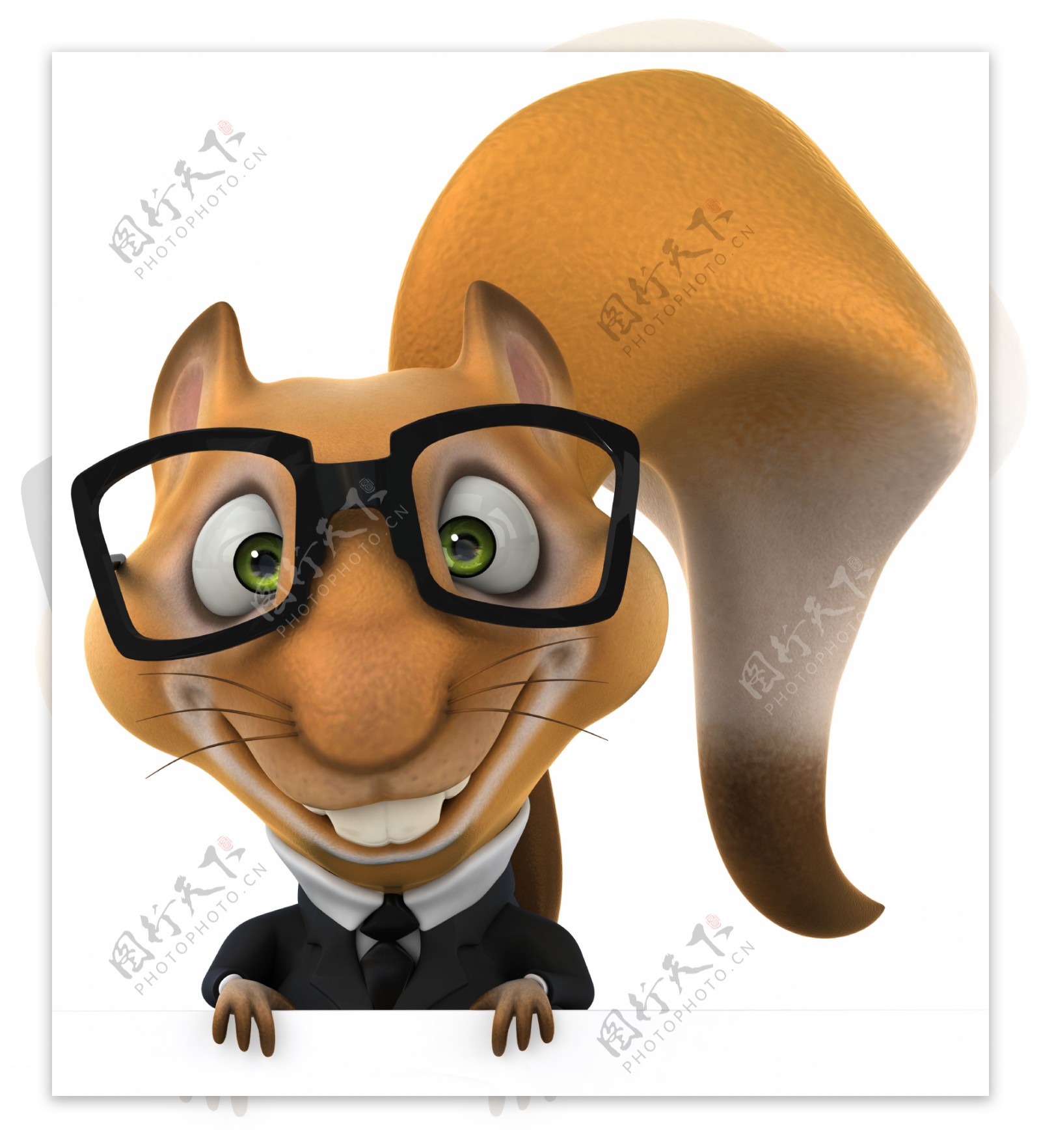 戴眼镜的松鼠3D形象图片
