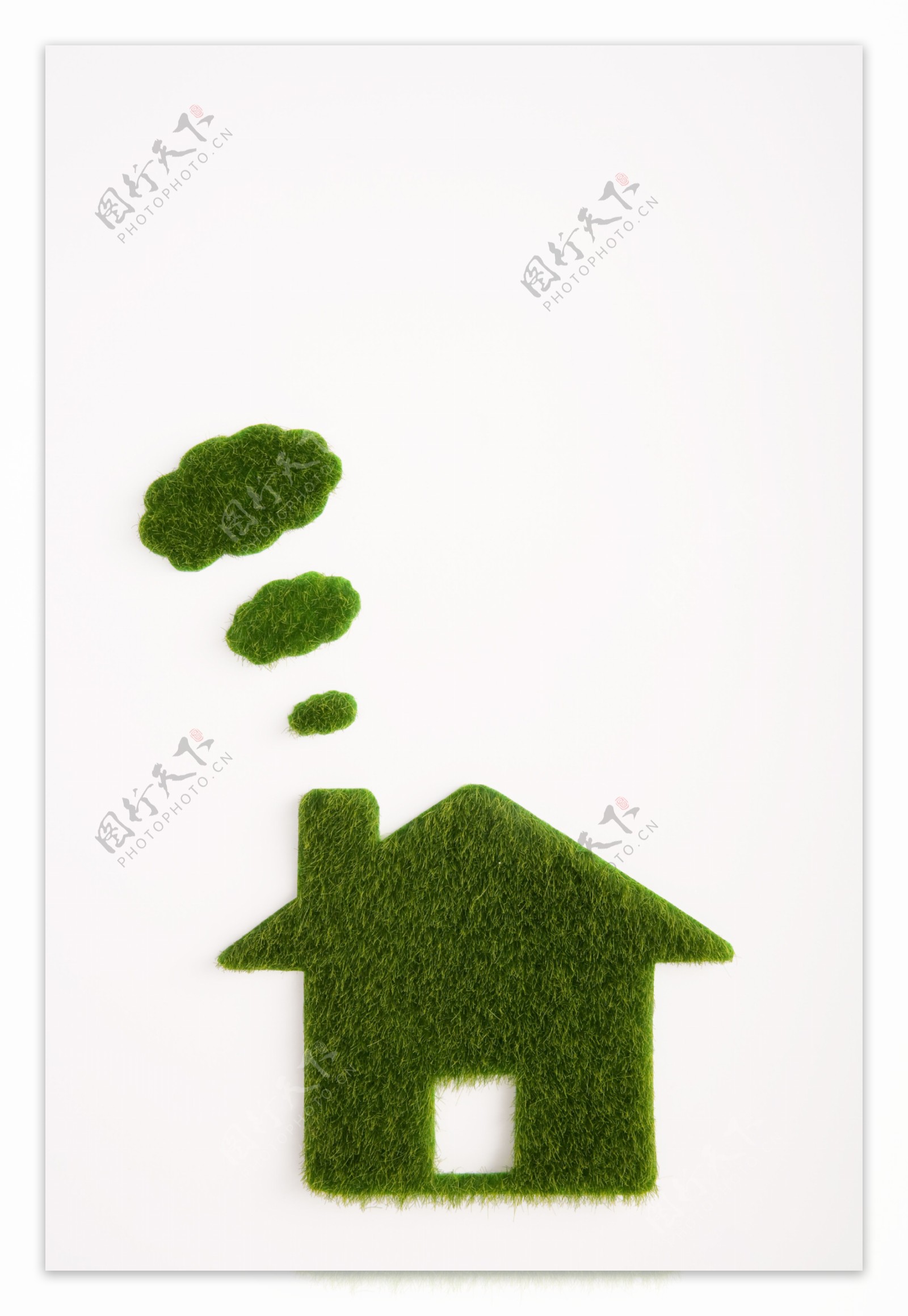 绿草组成的房子创意图片