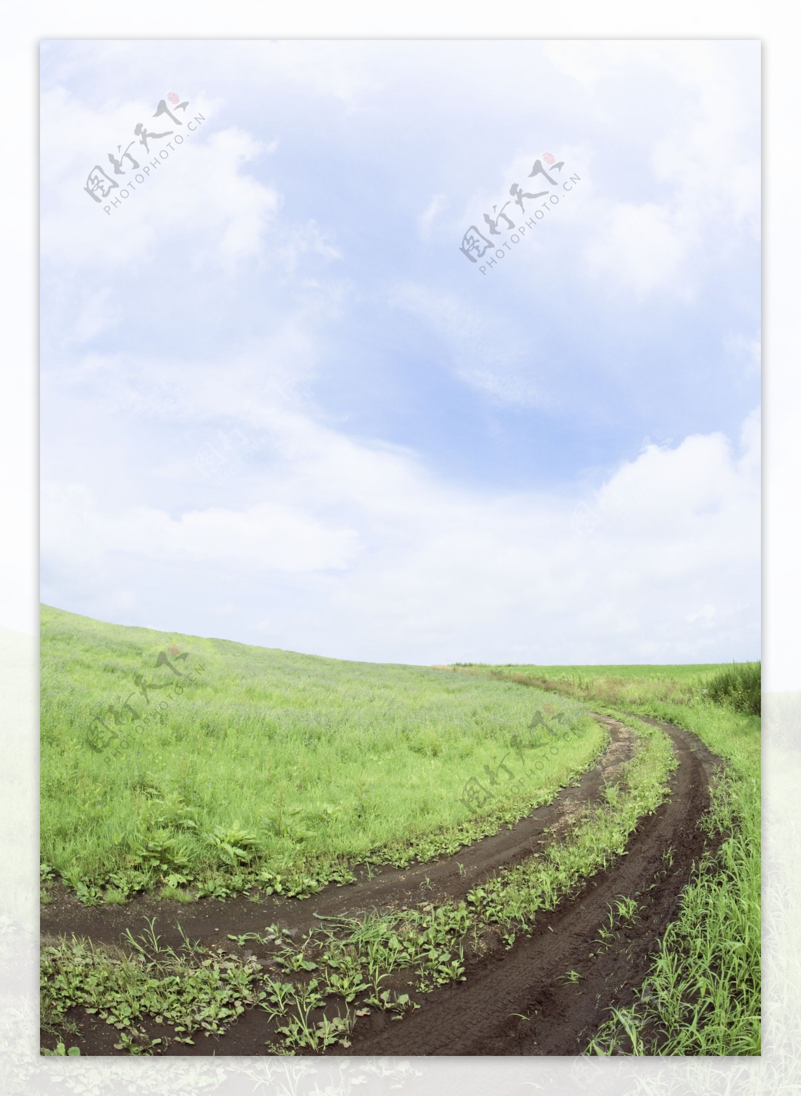 草原上的泥巴公路图片素材