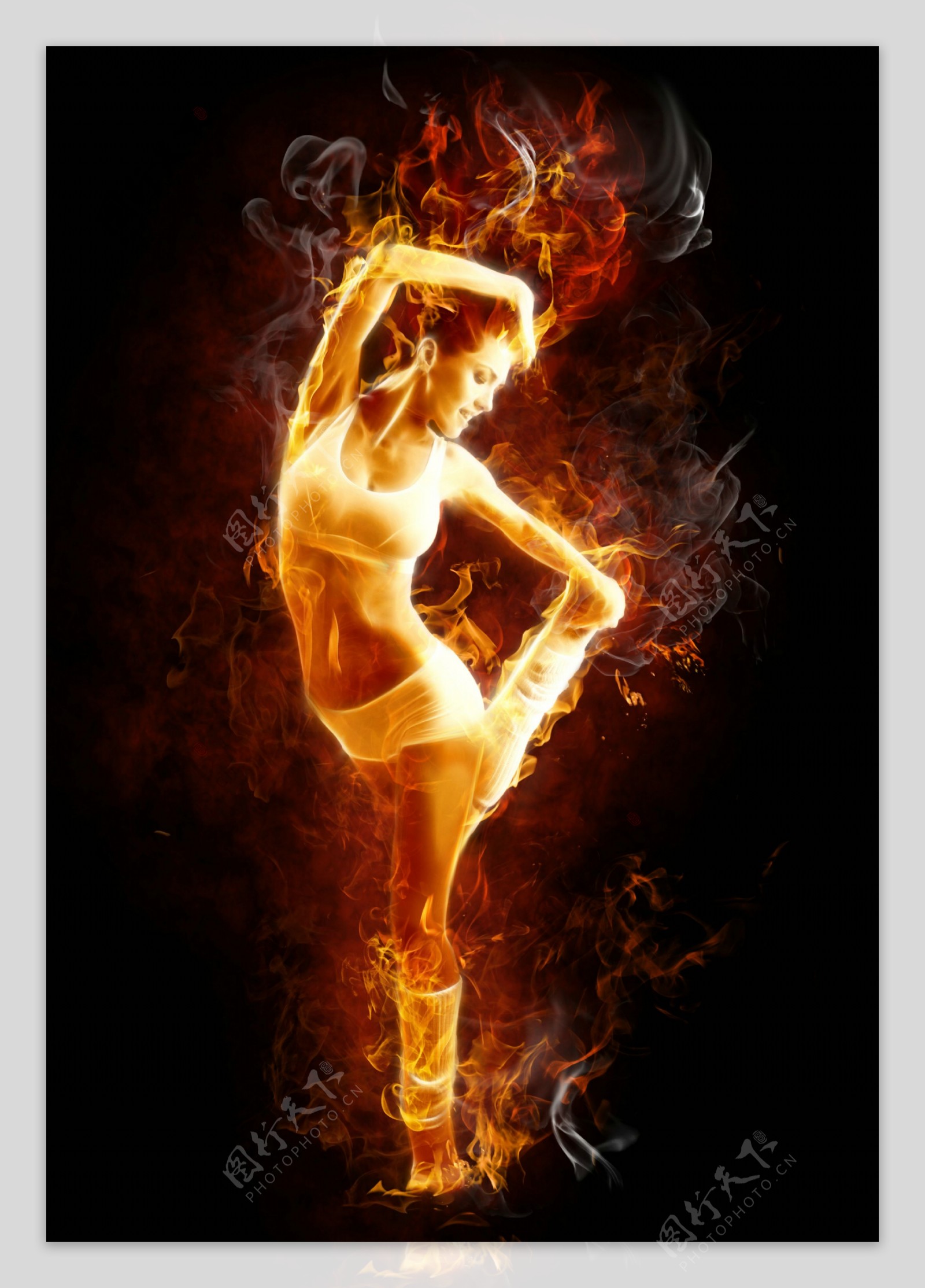 表演舞蹈的外国火焰性感美女图片
