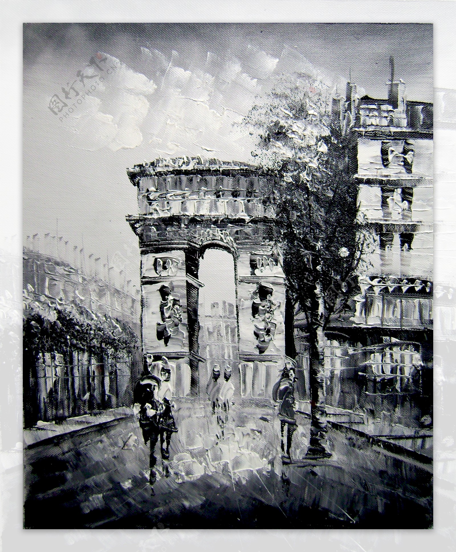 巴黎凯旋门油画图片
