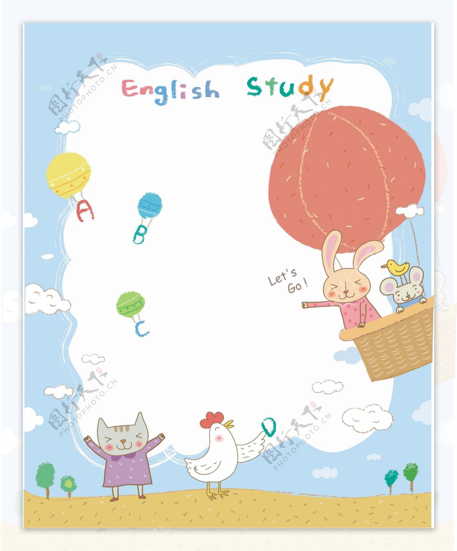 英语学习动物漫画矢量EPS15