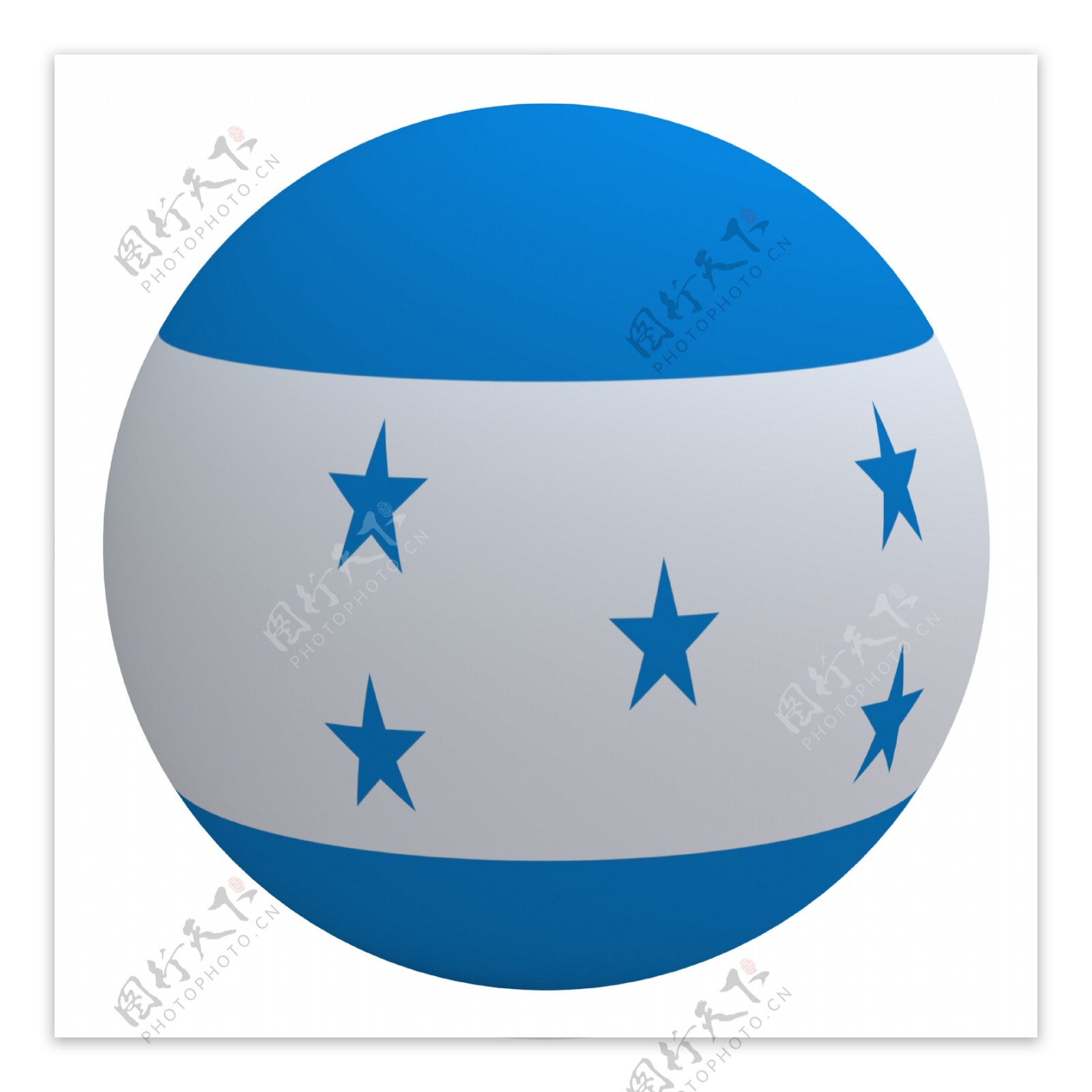 洪都拉斯国旗上的球孤立在白色