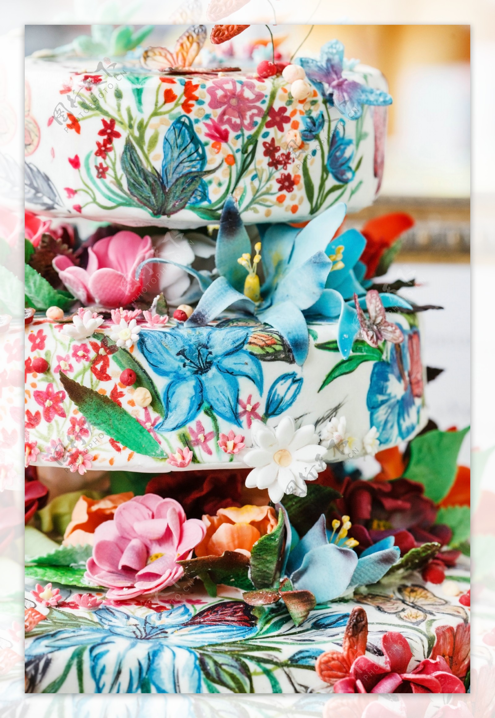 花朵蛋糕摄影图片