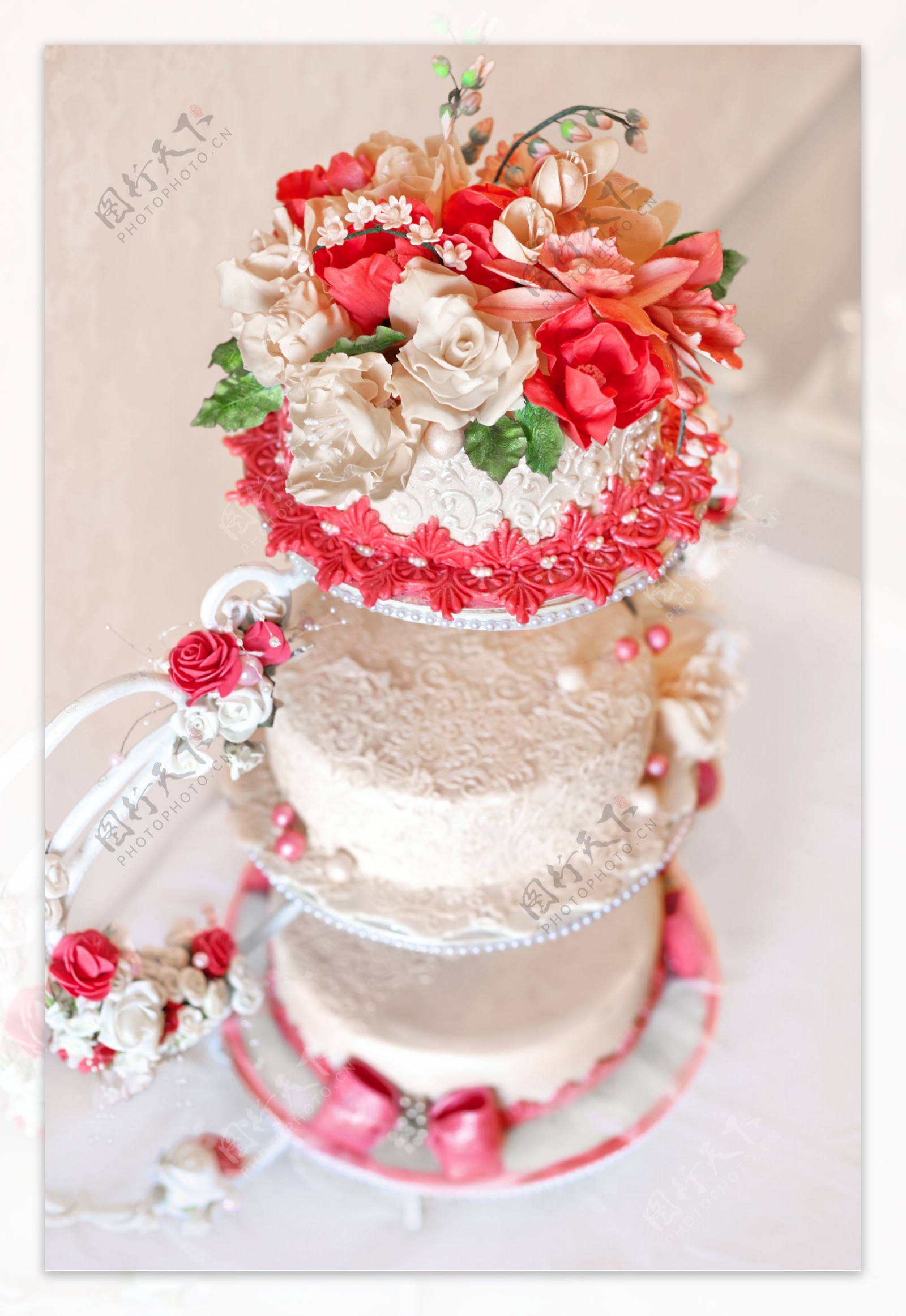 玫瑰花卉蛋糕,玫瑰花蛋糕婚礼,玫瑰花小蛋糕_大山谷图库